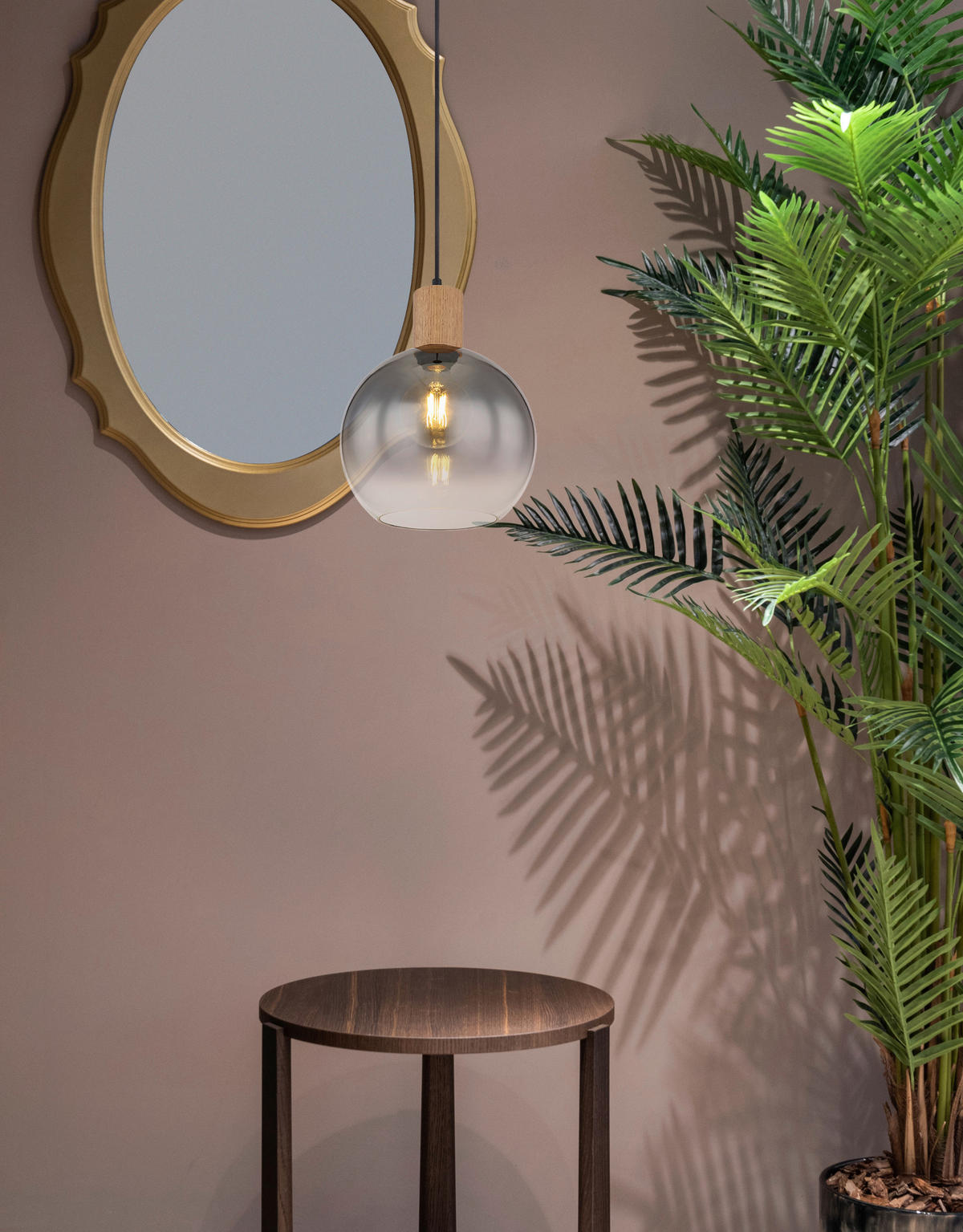 GLOBO Pendelleuchte Rauch schwarz Glas Metall H/D: ca. 120x25 cm E27 1 Brennstellen MOITAS - schwarz/Rauch (25,00/120,00cm) - GLOBO