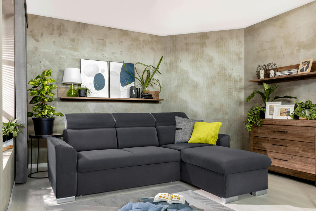 Ecksofa Evia Ashgrey Microfaser B/H/T: ca. 243x85x186 cm Evia - Ashgrey/silber (243,00/85,00/186,00cm)