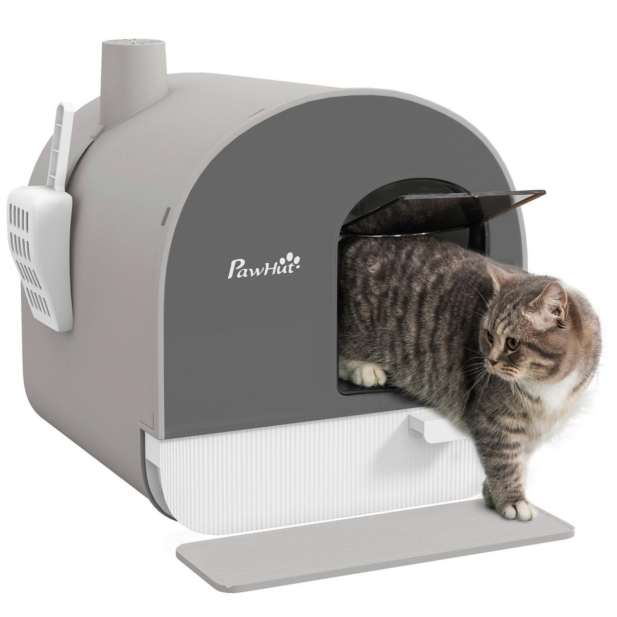 PawHut Katzentoilette grau Kunststoff B/H/L: ca. 44x47x43 cm Katzentoilette - grau (43,00/44,00/47,00cm) - PawHut