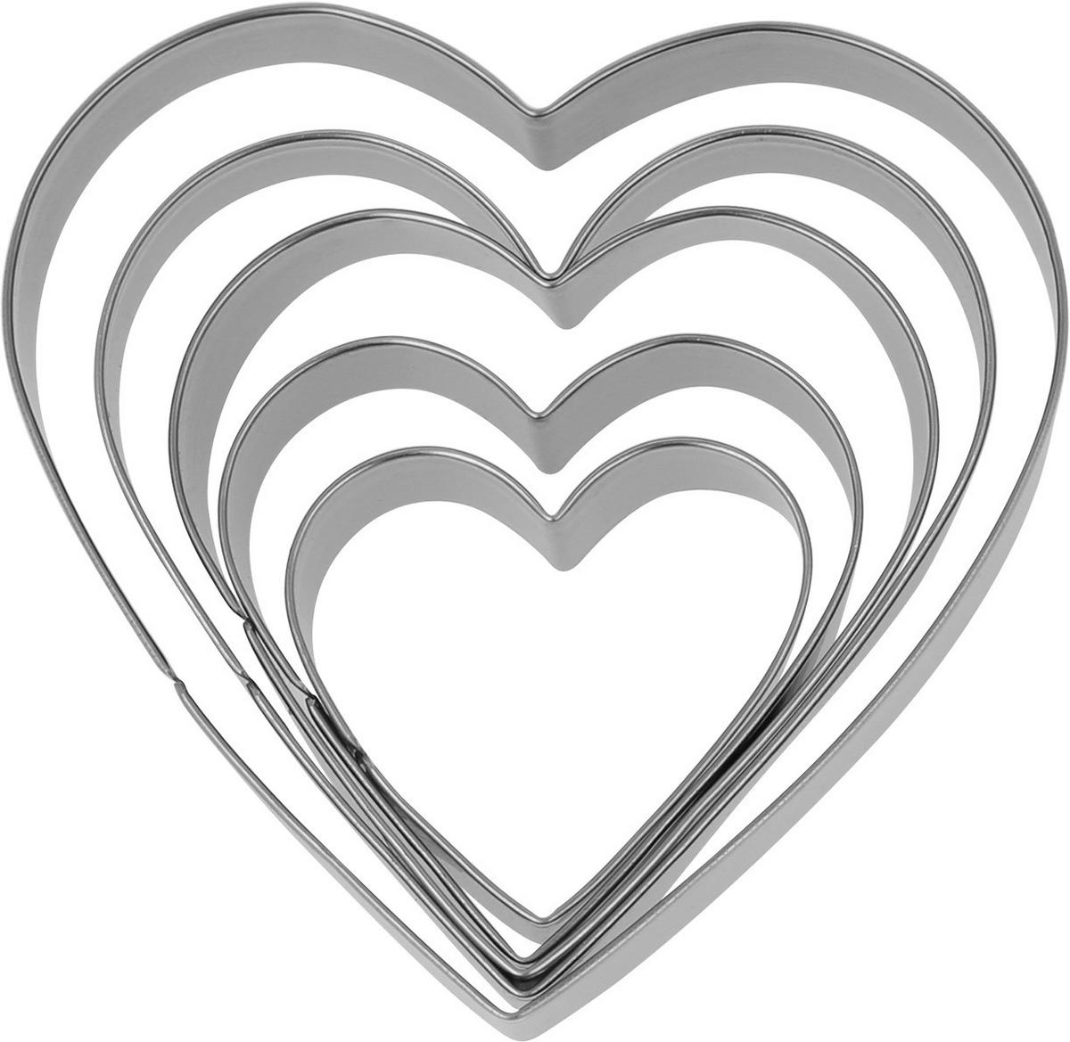 Haushaltshelfer silber Edelstahl B/H/L: ca. 8,5x14,5x1,5 cm Ausstecher_5erSet Herz - silber (1,50/8,50/14,50cm)