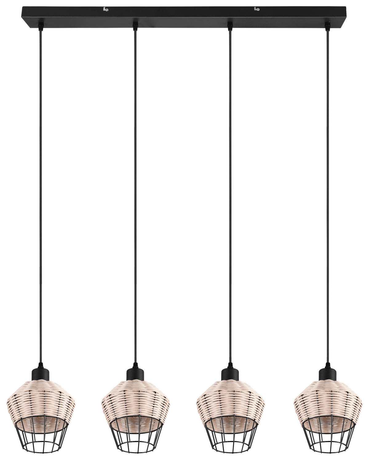 Reality Pendelleuchte R31264036 Borka natur Rattan B/H/T: ca. 95x150x17 cm E27 4 Brennstellen Borka - natur (95,00/150,00/17,00cm) - Reality