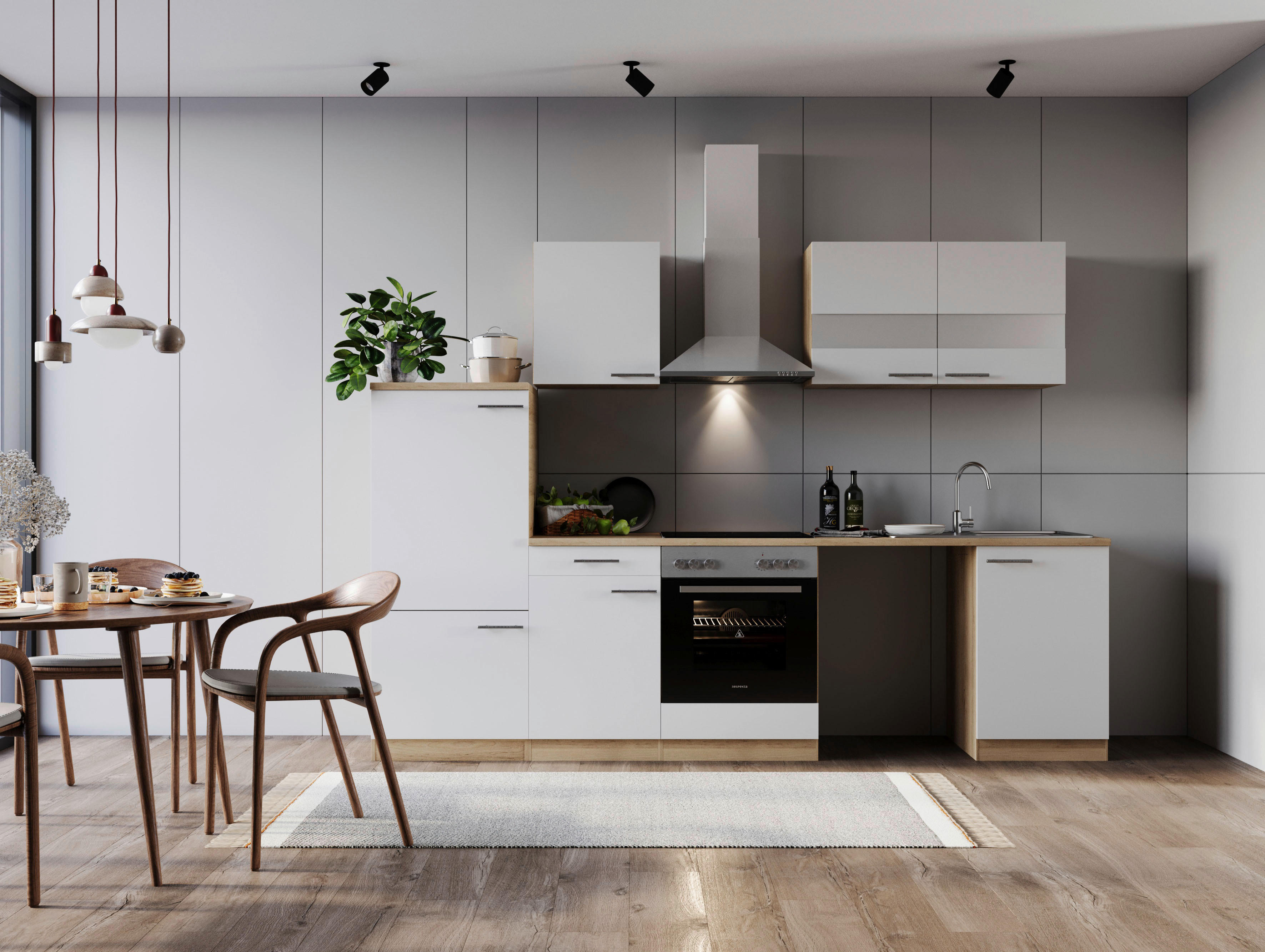 Respekta Küchenblock Merle weiß B/H/T: ca. 280x200x60 cm Merle - Eiche/weiß (280,00/200,00/60,00cm) - Respekta