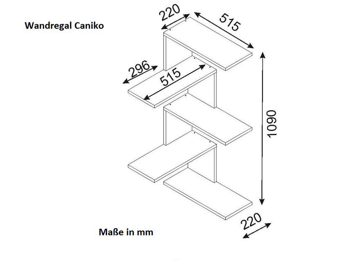 Wandregal Caniko weiß B/H/T: ca. 51,5x109x22 cm Caniko - weiß (51,50/109,00/22,00cm) - moebel17