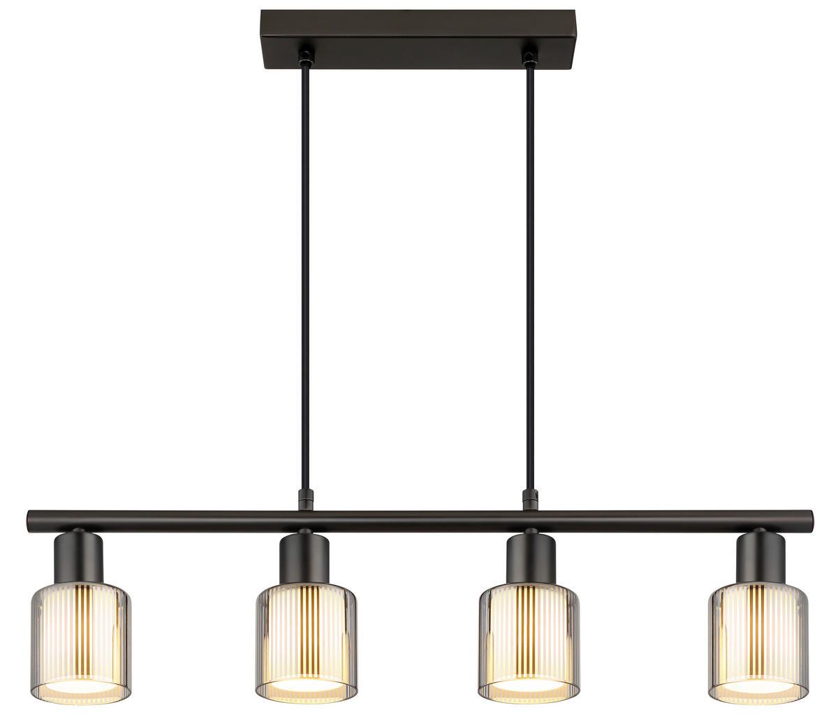 GLOBO Hängeleuchte schwarz Chrom Metall Glas B/H/L: ca. 11,5x64x14 cm E14 4 Brennstellen Hängeleuchte-Villegas - schwarz/Chrom (14,00/11,50/64,00cm) - GLOBO