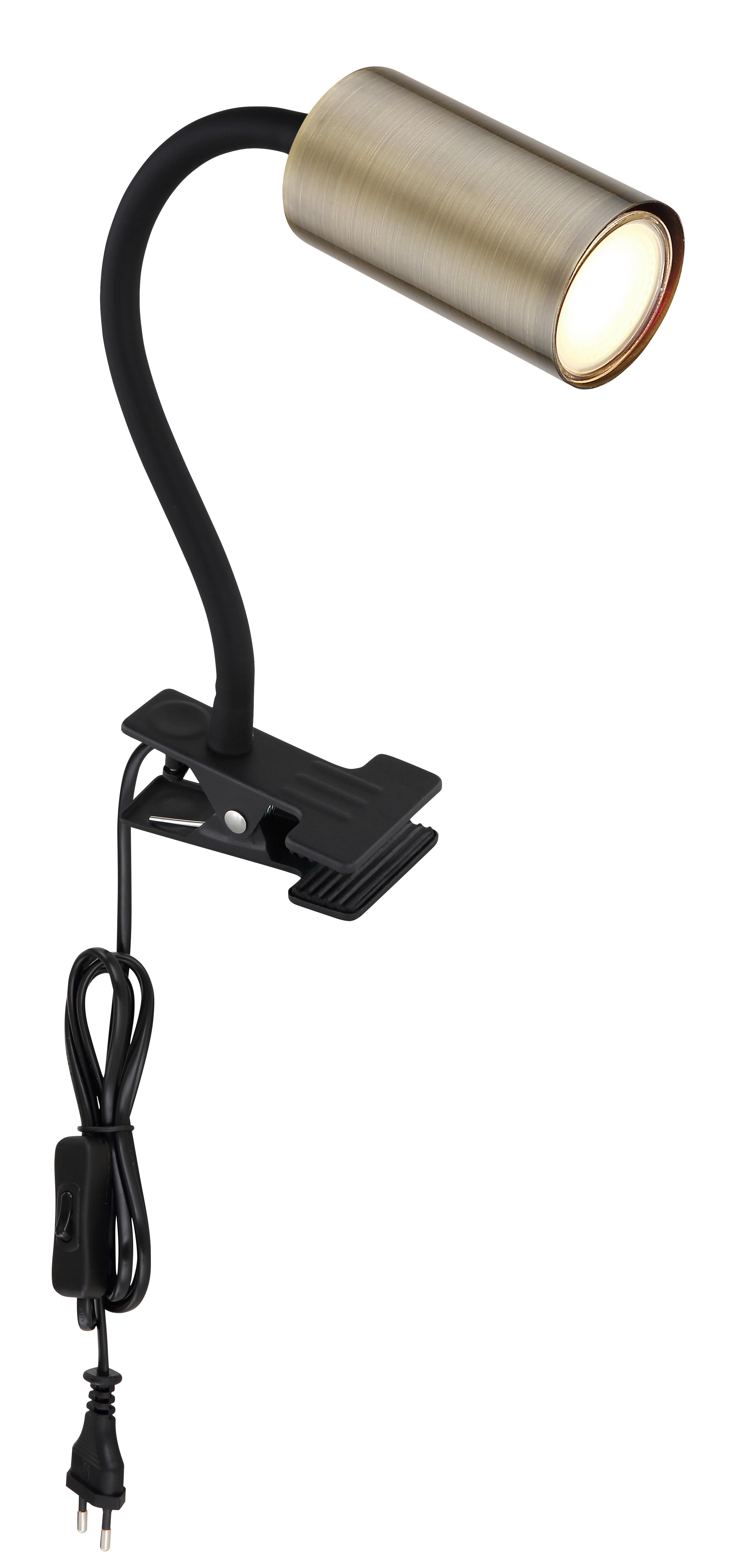 GLOBO Klemmleuchte schwarz altmessing Metall B/H/T: ca. 10x41,5x29 cm GU10 1 Brennstellen ROBBY - schwarz/altmessing (10,00/41,50/29,00cm) - GLOBO