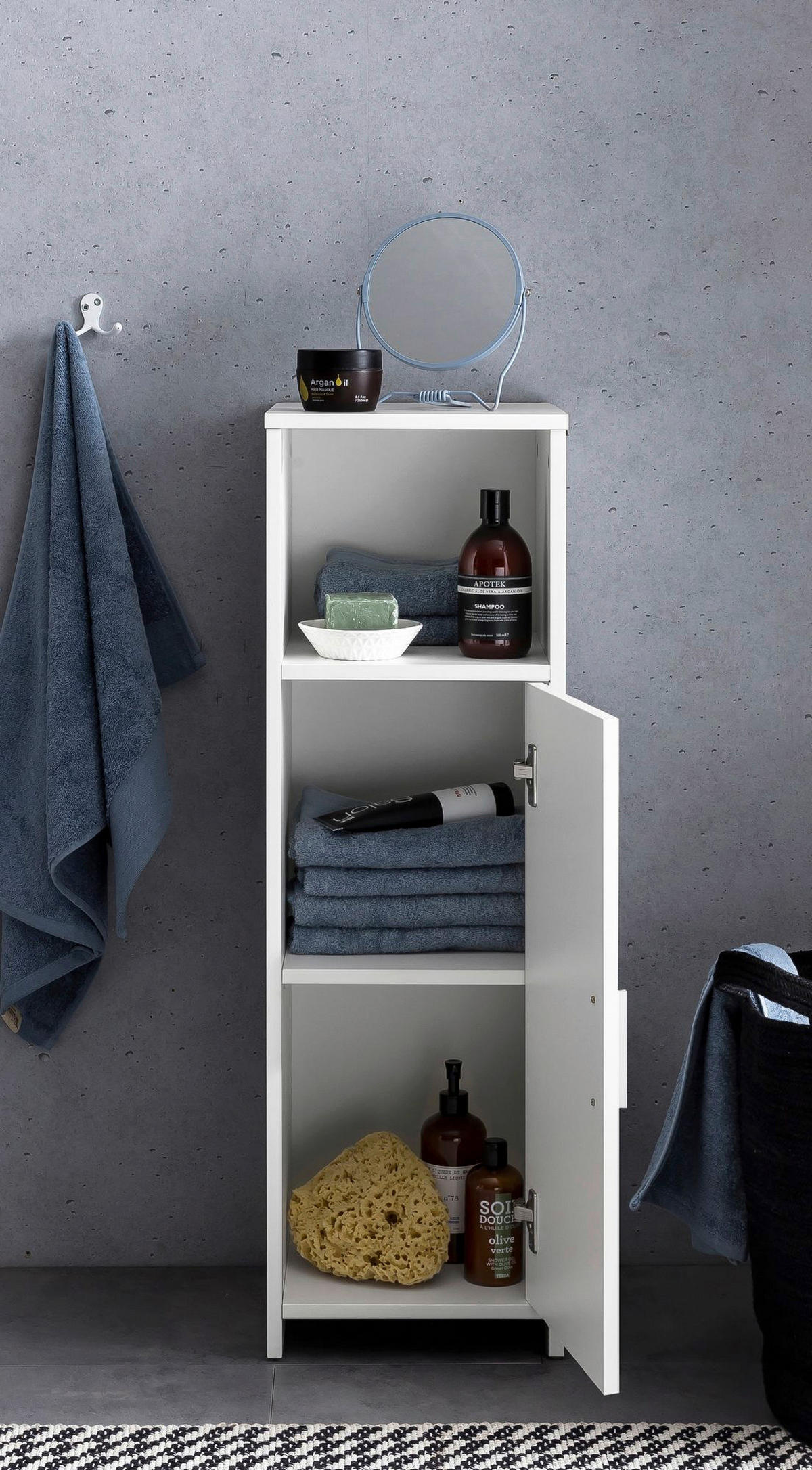 Badkommode weiß B/H/T: ca. 30x96x30 cm Badschrank - weiß (30,00/96,00/30,00cm) - Wohnling