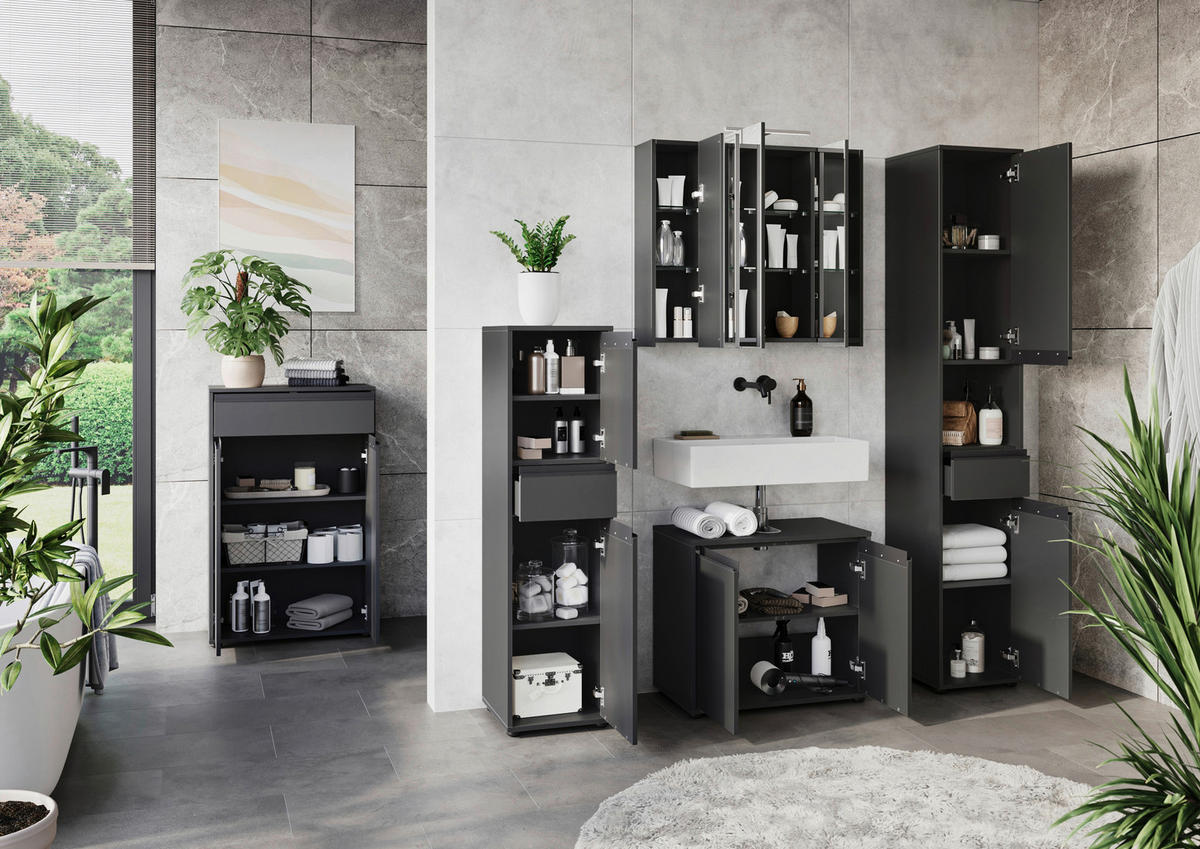 Spiegelschrank 2754-547 Graphit B/H/T: ca. 76x71x23 cm 2754-547 - Graphit (76,00/71,00/23,00cm) - Germania