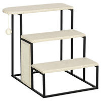 PawHut 3-stufige Haustiertreppe mit Kratzbrett schwarz Edelstahl B/H/L: ca. 54x51x53 cm Haustiertreppe - schwarz/cremeweiß (53,00/54,00/51,00cm) - PawHut