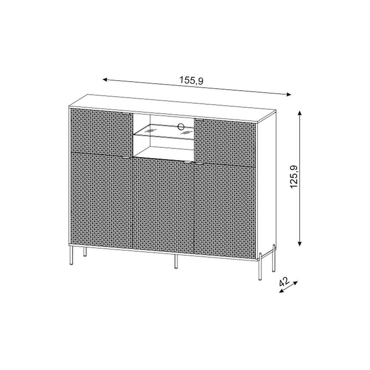 Kommode KOMMODE DIAMOND DI3 LED weiß weiß glänzend B/H/T: ca. 155,9x125,9x42 cm KOMMODE DIAMOND DI3 LED - weiß (155,90/125,90/42,00cm) - WIPMEB