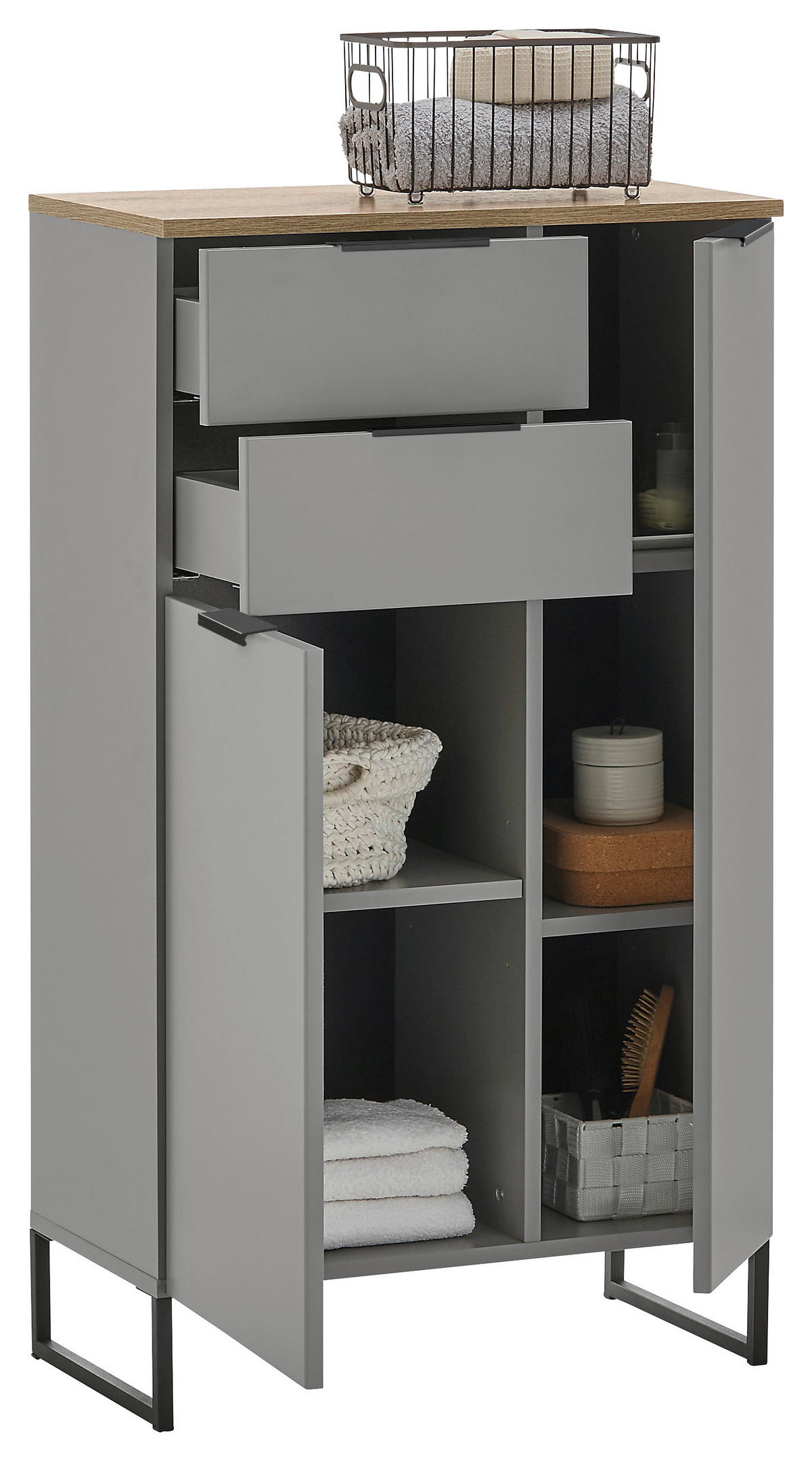 Midischrank Denver grau matt Eiche Evoke Coast Nachbildung B/H/T: ca. 60x106x32 cm Denver - Eiche/grau (60,00/106,00/32,00cm)