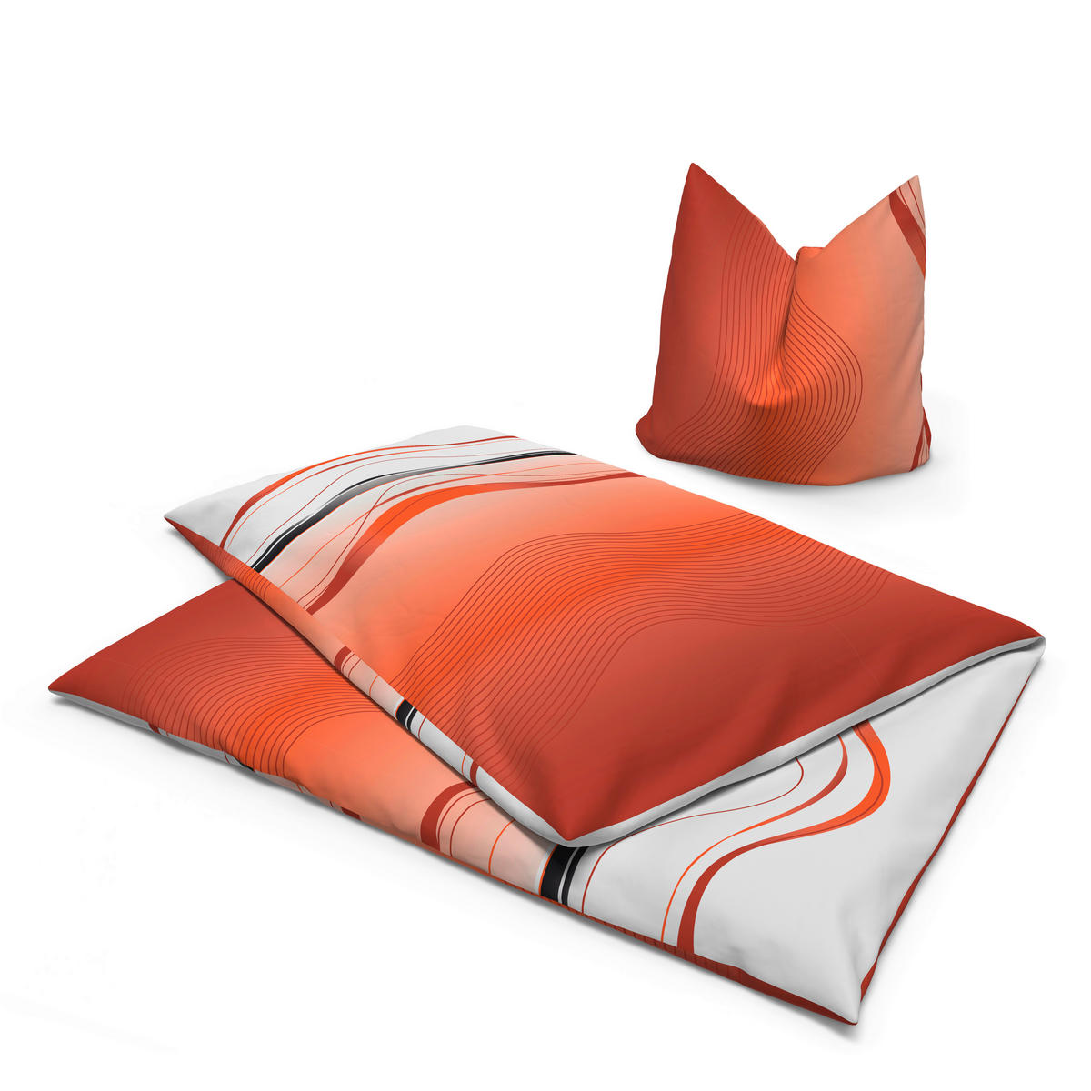 Microfaser Bettwäsche Bettwäsche_Microfaser Welle - orange (135,00/200,00cm)