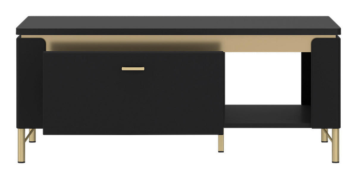 Couchtisch Norica schwarz matt gold Optik B/H/T: ca. 110x46x65 cm Norica - gold/schwarz (110,00/46,00/65,00cm)