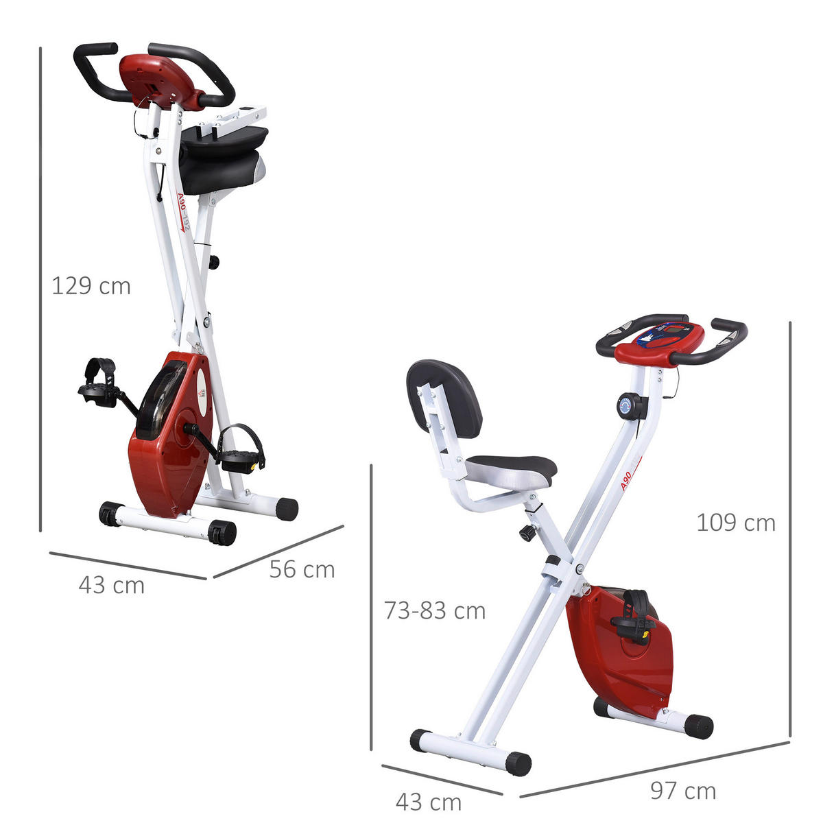 HOMCOM Fahrradtrainer rot Stahl H/L: ca. 109x97 cm Fahrradtrainer - rot (97,00cm) - HOMCOM