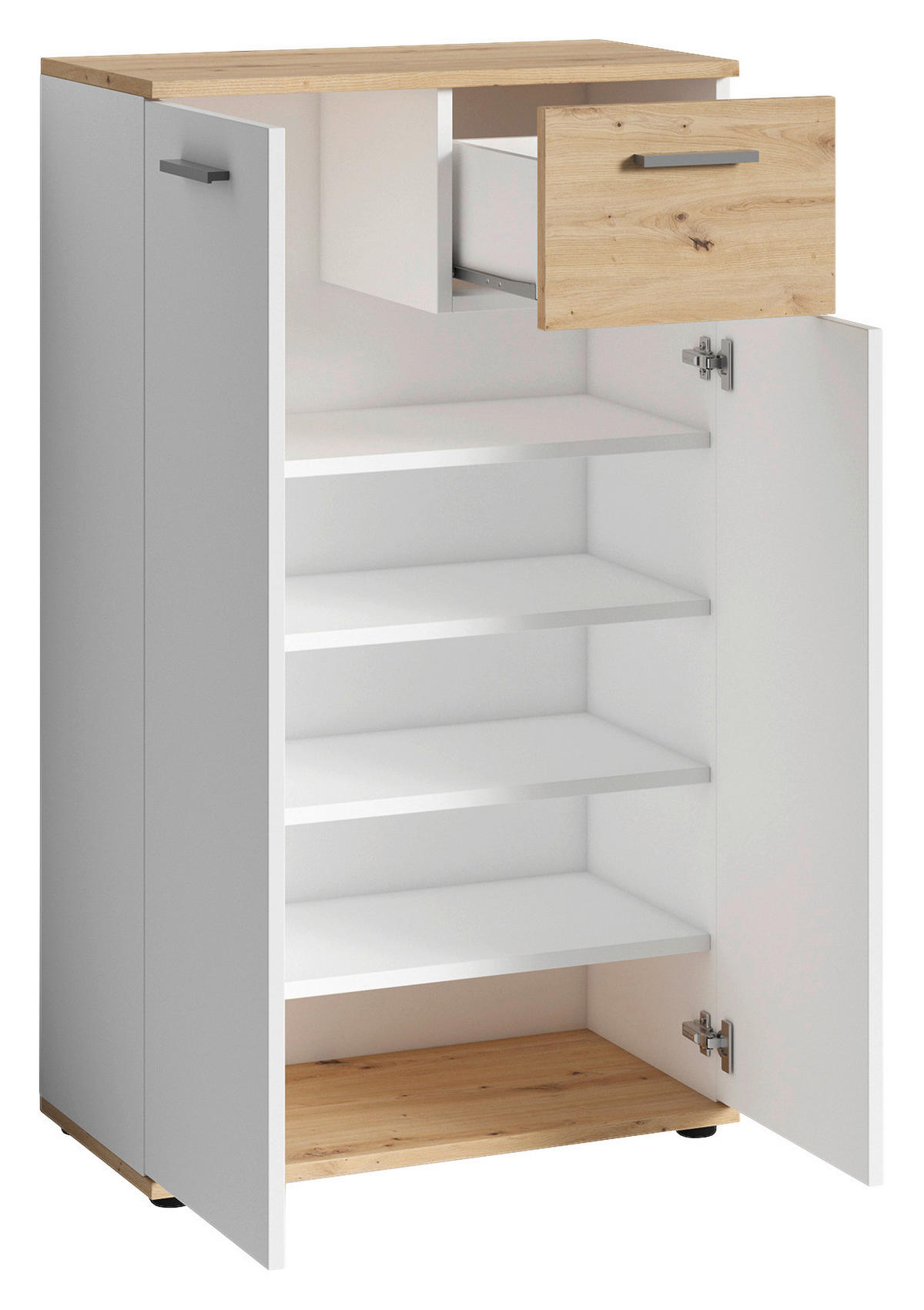 Schuhkommode JAKOB Eiche Nachbildung weiß B/H/T: ca. 60x102x30 cm JAKOB - Eiche/weiß (60,00/102,00/30,00cm) - byLIVING