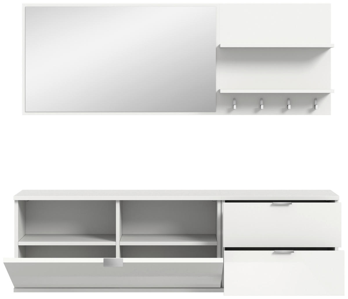Garderobe PROJEKT X weiß weiß Hochglanz B/H/T: ca. 144x191x37 cm PROJEKT X - weiß (144,00/191,00/37,00cm) - xonox.home