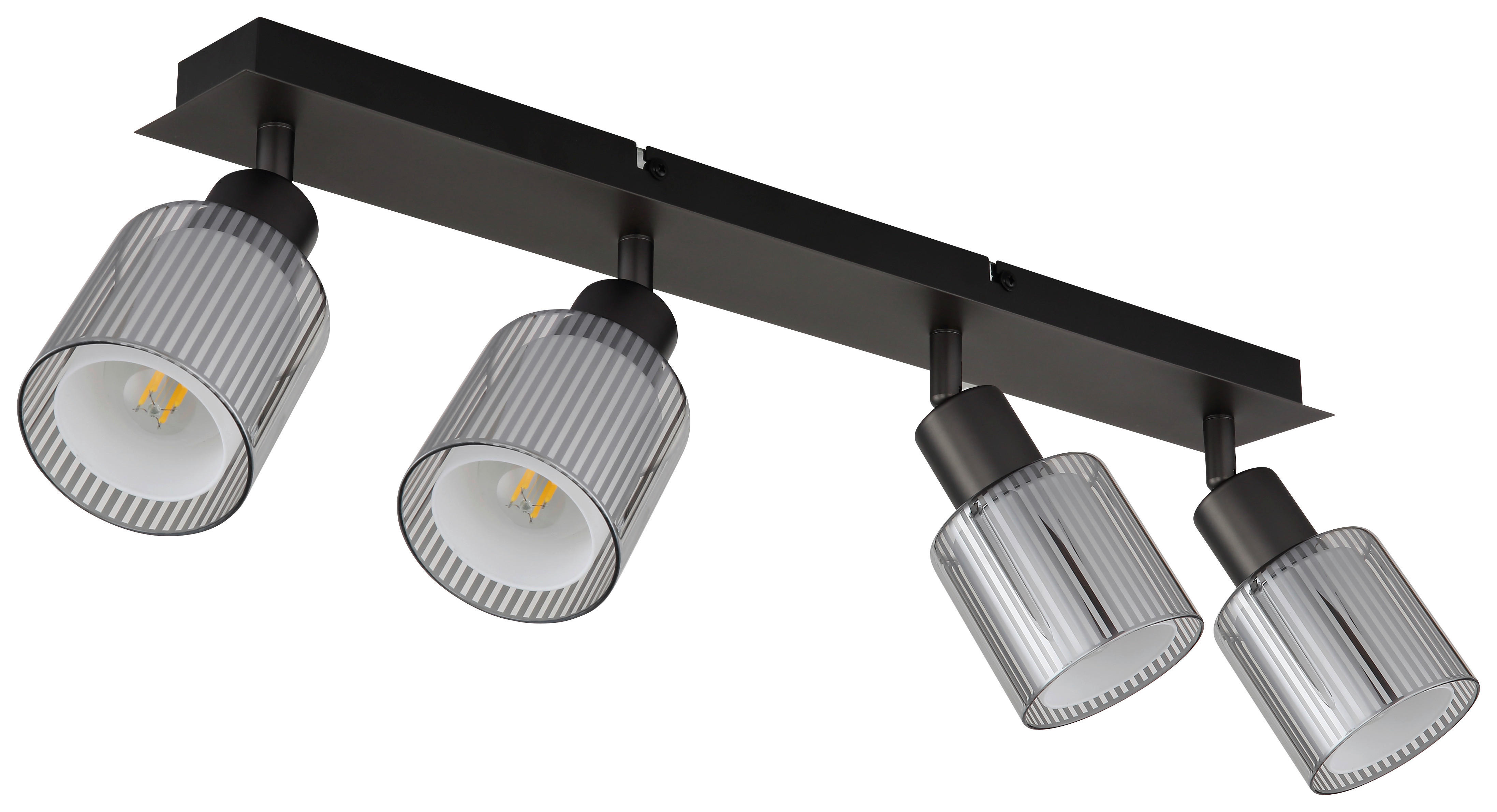 GLOBO Strahler Chrom schwarz Metall Glas B/H/L: ca. 10,5x56,5x16,5 cm E14 4 Brennstellen Strahler-Villegas - schwarz/Chrom (16,50/10,50/56,50cm) - GLOBO