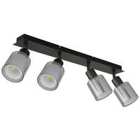 GLOBO Strahler Chrom schwarz Metall Glas B/H/L: ca. 10,5x56,5x16,5 cm E14 4 Brennstellen Strahler-Villegas - schwarz/Chrom (16,50/10,50/56,50cm) - GLOBO