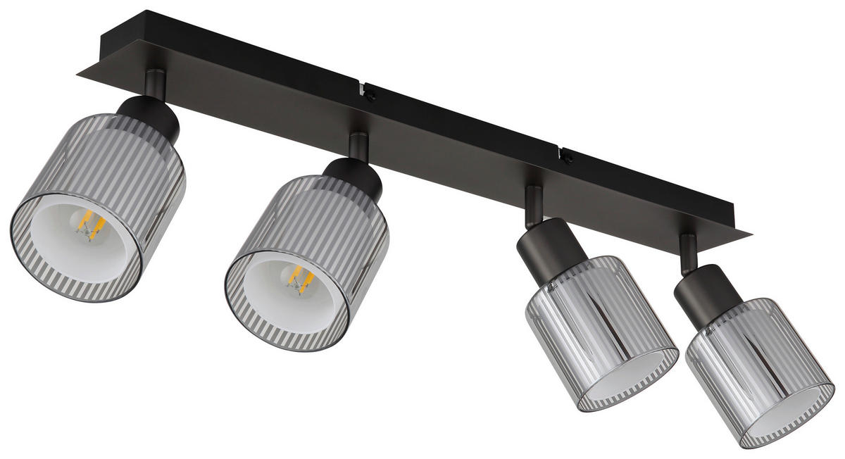 GLOBO Strahler Chrom schwarz Metall Glas B/H/L: ca. 10,5x56,5x16,5 cm E14 4 Brennstellen Strahler-Villegas - schwarz/Chrom (16,50/10,50/56,50cm) - GLOBO