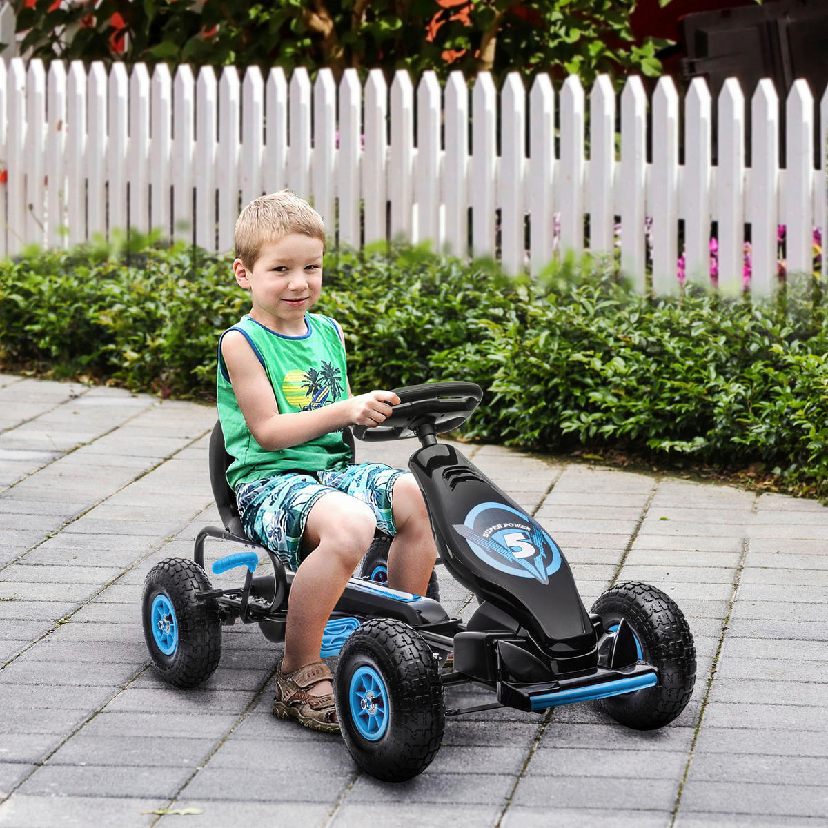 AIYAPLAY Go Kart schwarz B/H/L: ca. 58x61x121 cm Go Kart - blau/schwarz (121,00/58,00/61,00cm) - AIYAPLAY