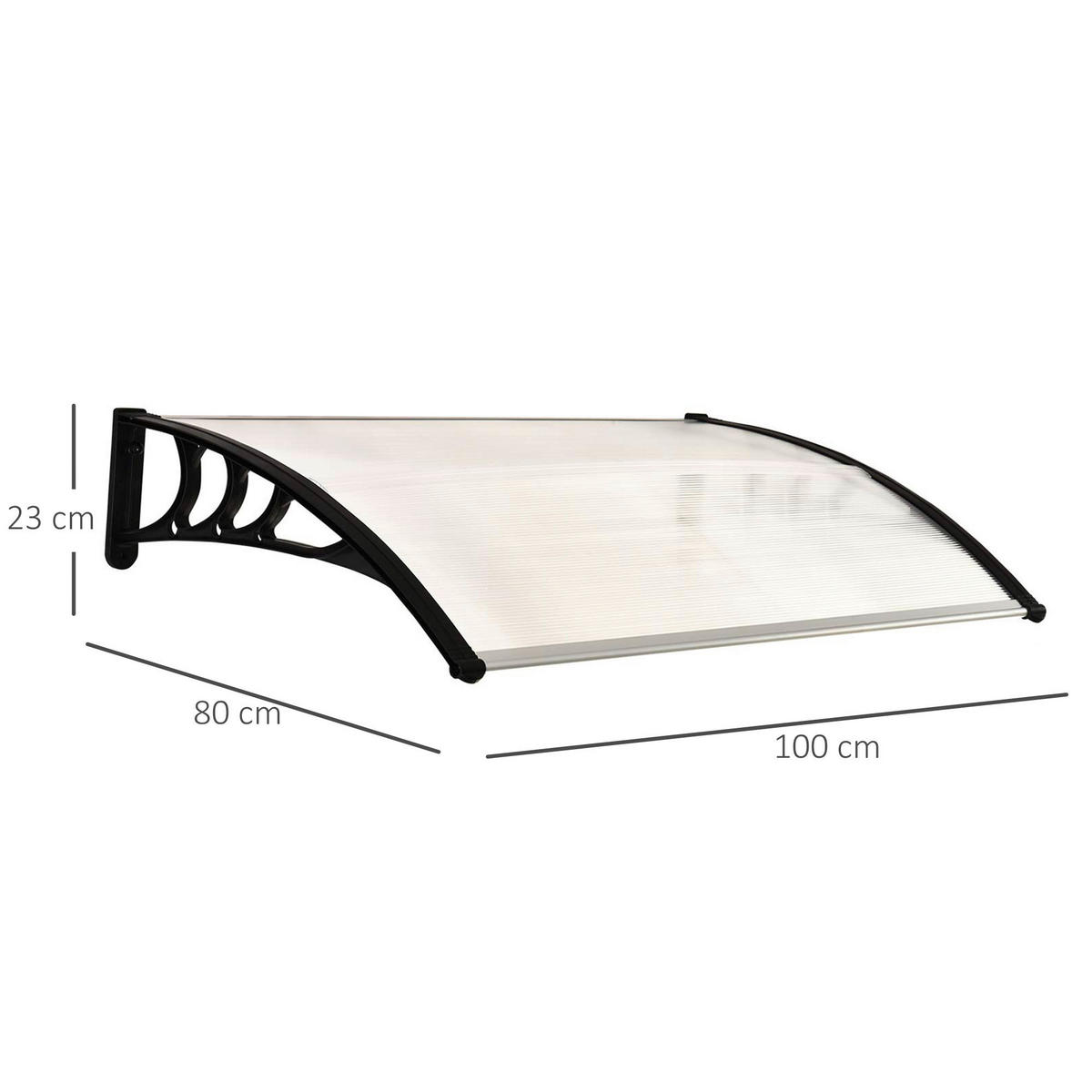 Outsunny Haustürvordach transparent B/H/L: ca. 80x23x100 cm ca. 2,5 kg Haustürvordach MHB70-011V01WT - transparent (100,00/80,00/23,00cm) - Outsunny
