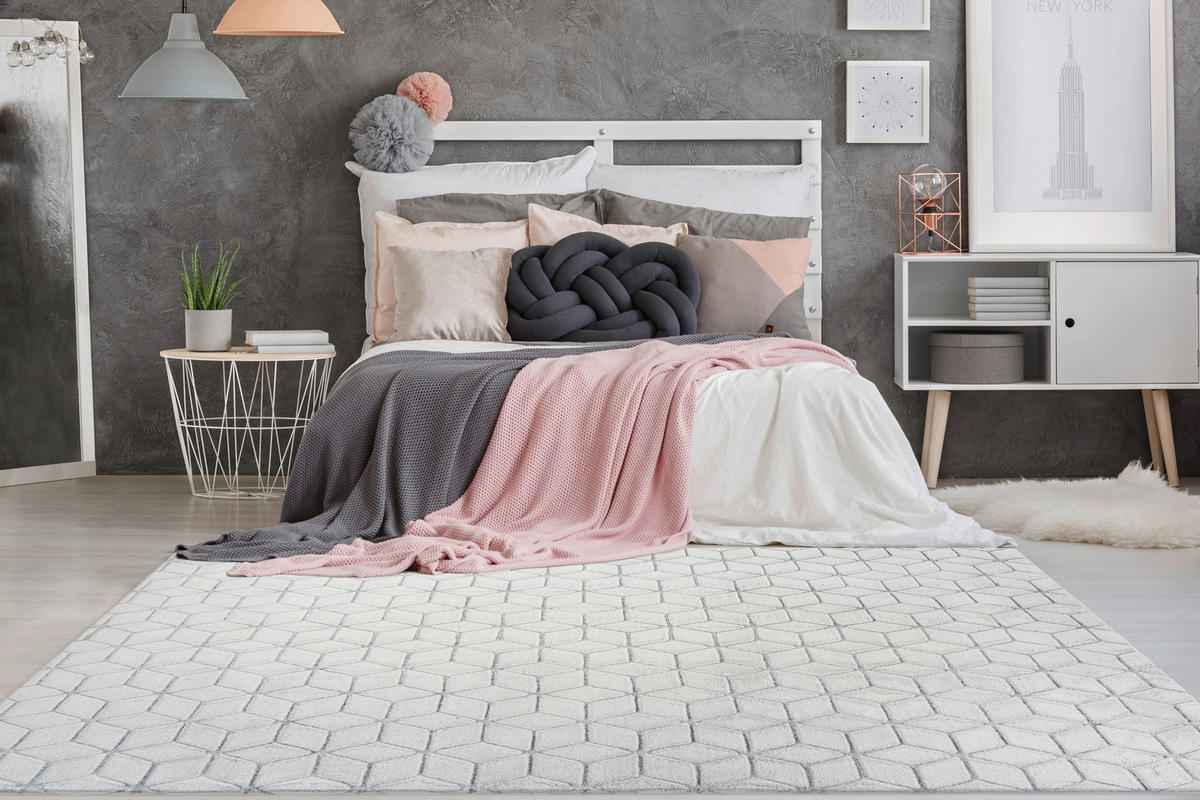 360Living Teppich Vivica weiß B/L: ca. 80x150 cm Vivica - weiß/anthrazit (80,00/150,00cm) - 360Living
