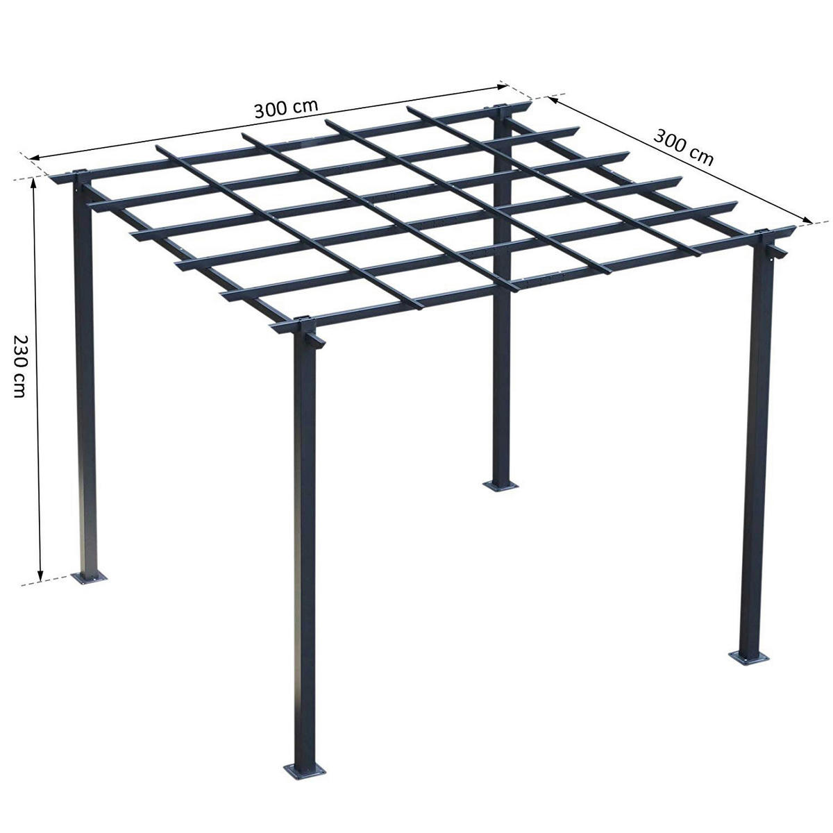 Outsunny Rosenpavillon schwarz Metall B/H/L: ca. 295x230x297 cm Rosenpavillon - schwarz (297,00/295,00/230,00cm) - Outsunny