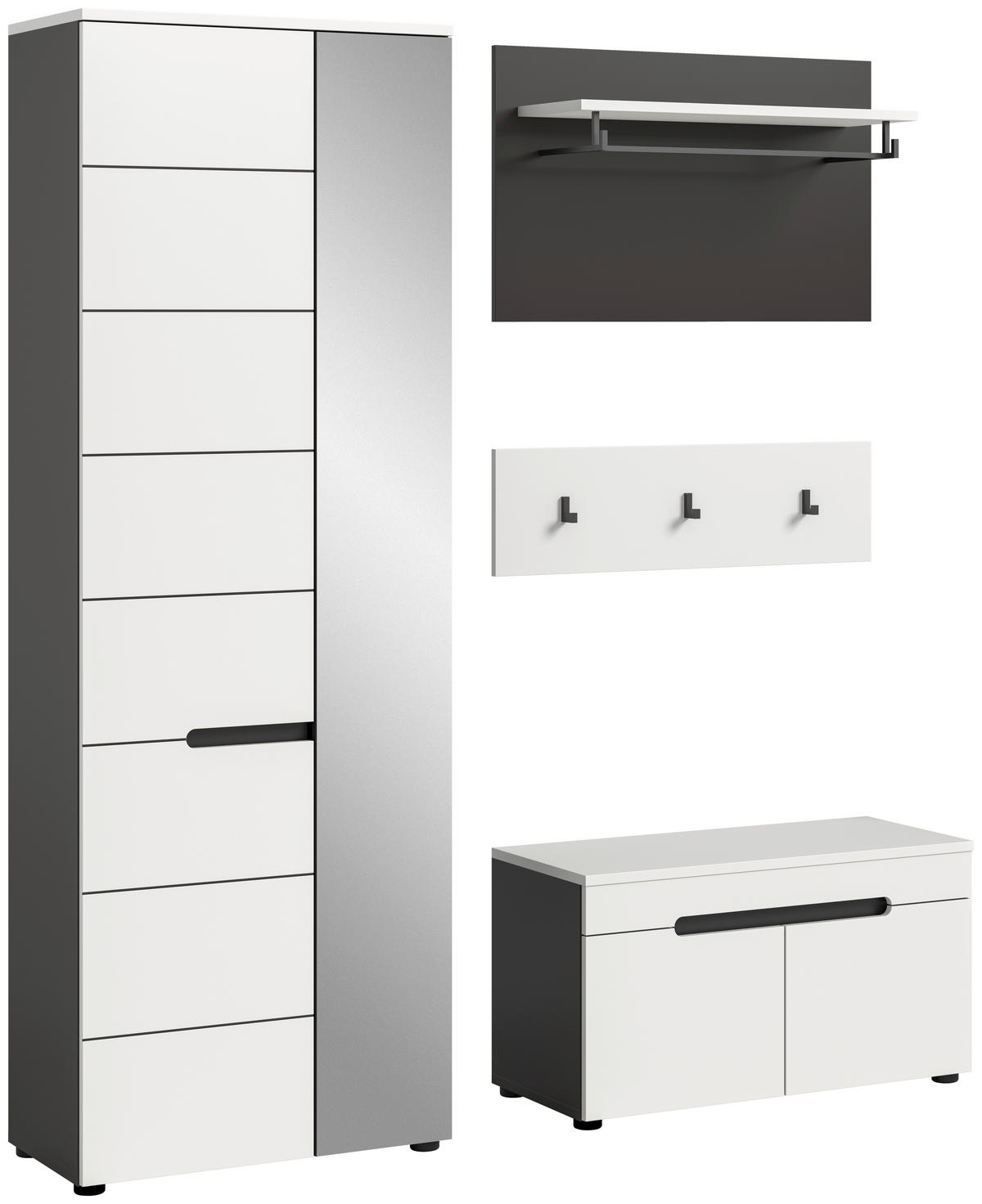 Garderobe Canu basaltgrau Nachbildung weiß B/H/T: ca. 160x190x37 cm Canu - weiß/basaltgrau (160,00/190,00/37,00cm) - xonox.home
