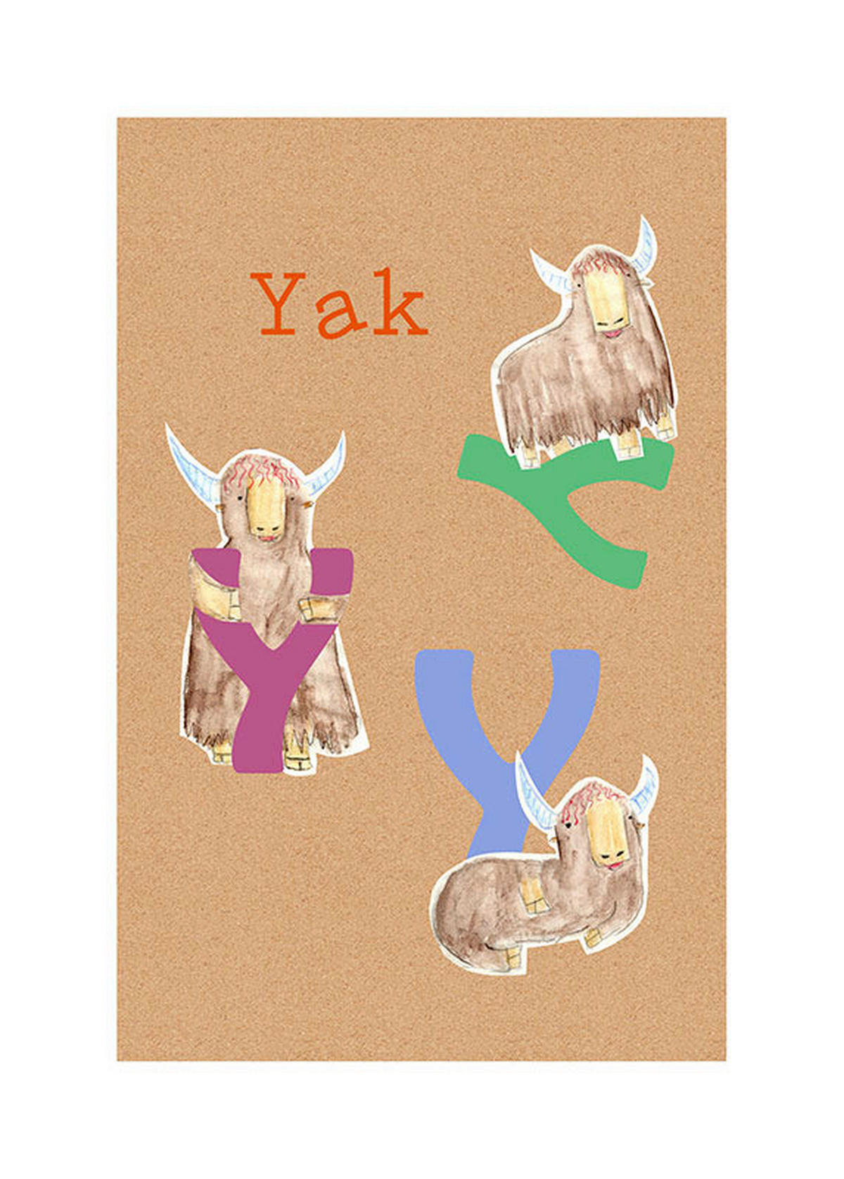 Komar Poster ABC Animal Y Buchstaben B/L: ca. 50x70 cm ABC Animal Y - (50,00/70,00cm) - Komar