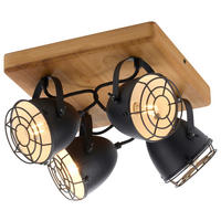 Just Light Deckenleuchte BEETLE 15174-18 natur schwarz Metall Holz B/T: ca. 31x31 cm E14 4 Brennstellen BEETLE - natur/schwarz (31,00/31,00cm) - Just Light