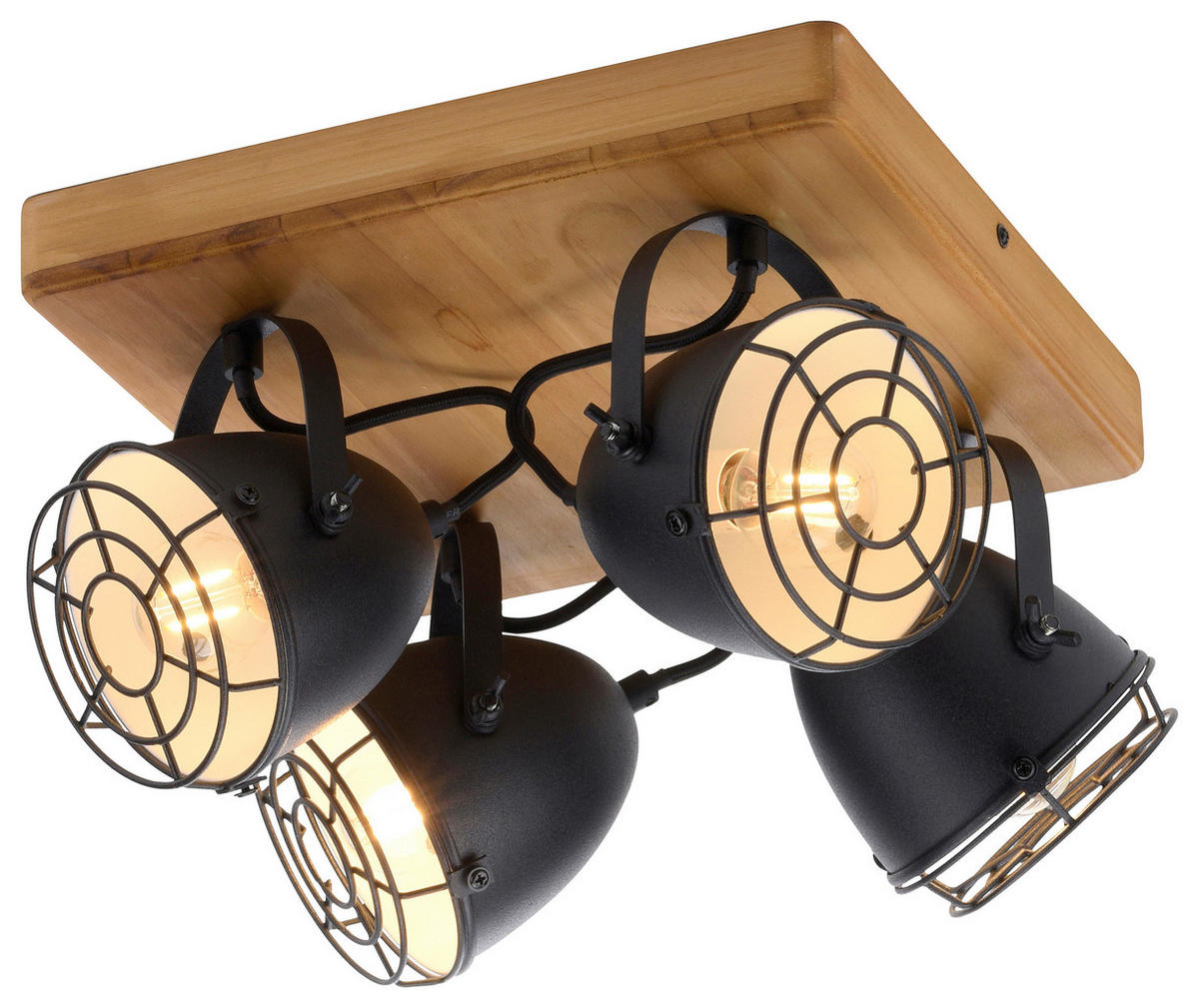 Just Light Deckenleuchte BEETLE 15174-18 natur schwarz Metall Holz B/T: ca. 31x31 cm E14 4 Brennstellen BEETLE - natur/schwarz (31,00/31,00cm) - Just Light