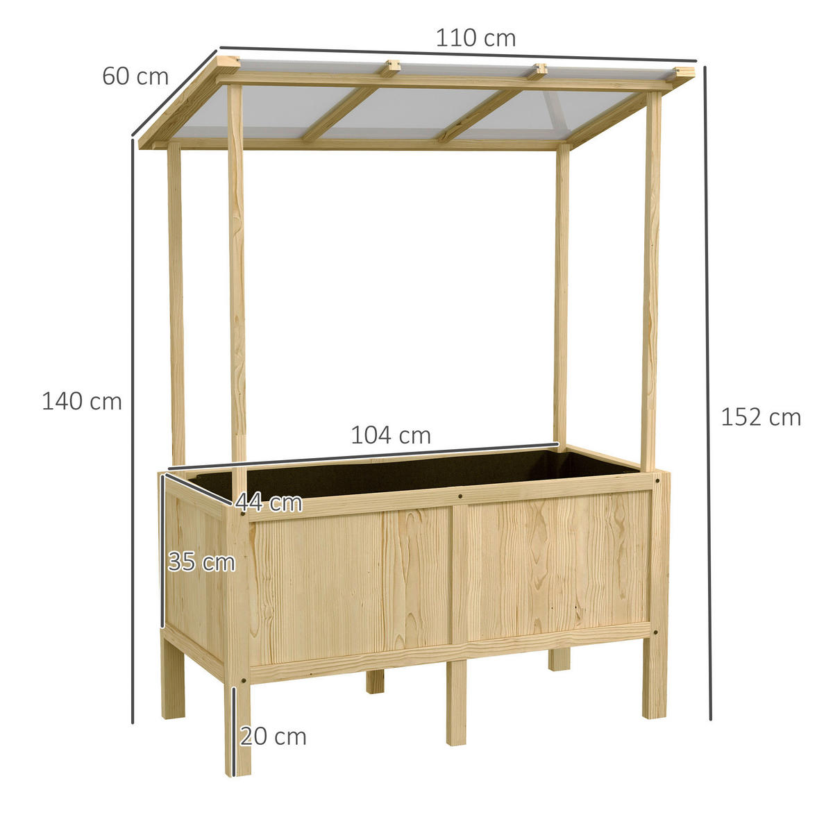 Outsunny Hochbeet natur Edelstahl B/H/L: ca. 60x110x152 cm Hochbeet - natur (152,00/60,00/110,00cm) - Outsunny