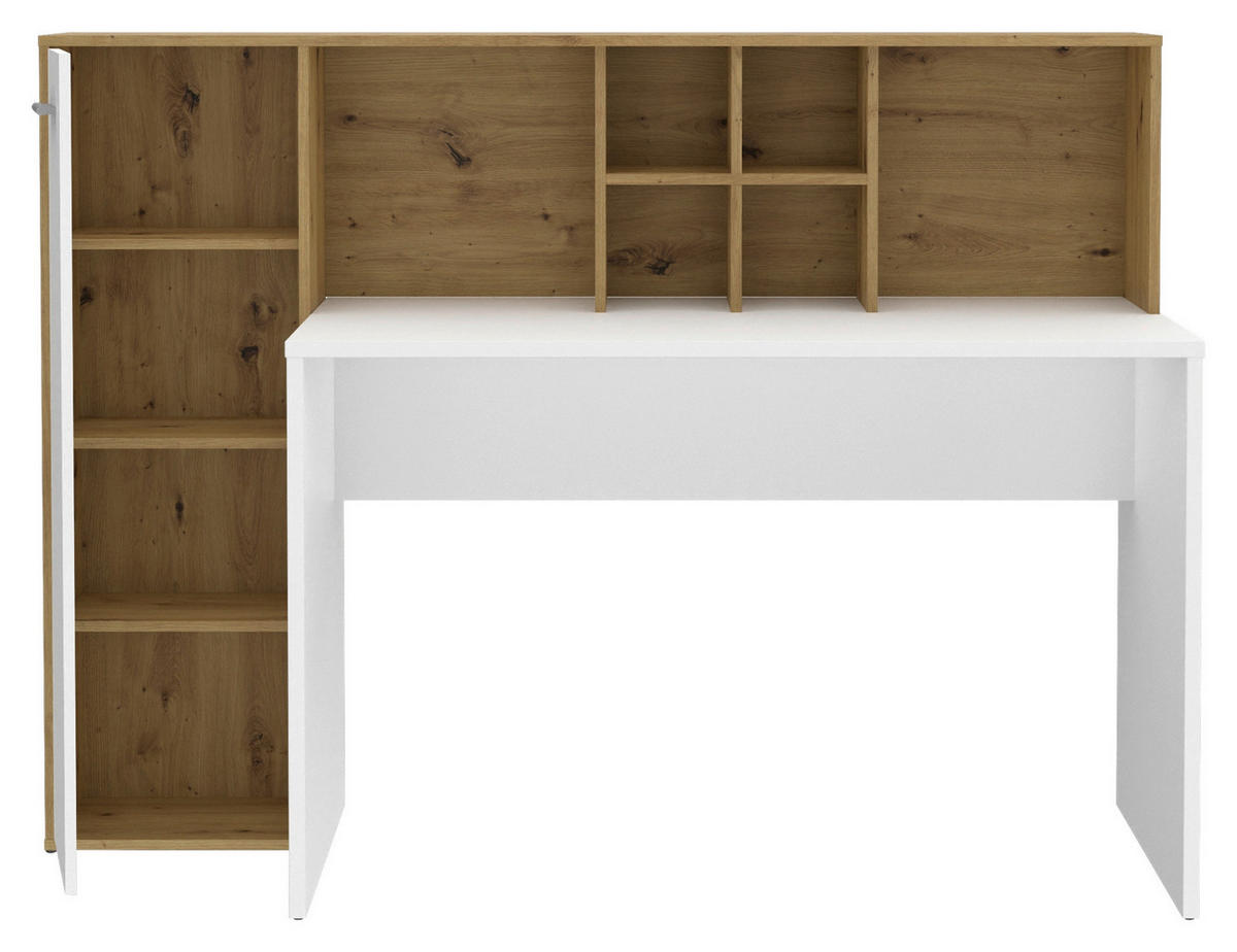 Schreibtisch  weiß Eiche Artisan Nachbildung B/H/T: ca. 158x116x66 cm Eriadu_Schreibtisch - Eiche/weiß (158,00/116,00/66,00cm)