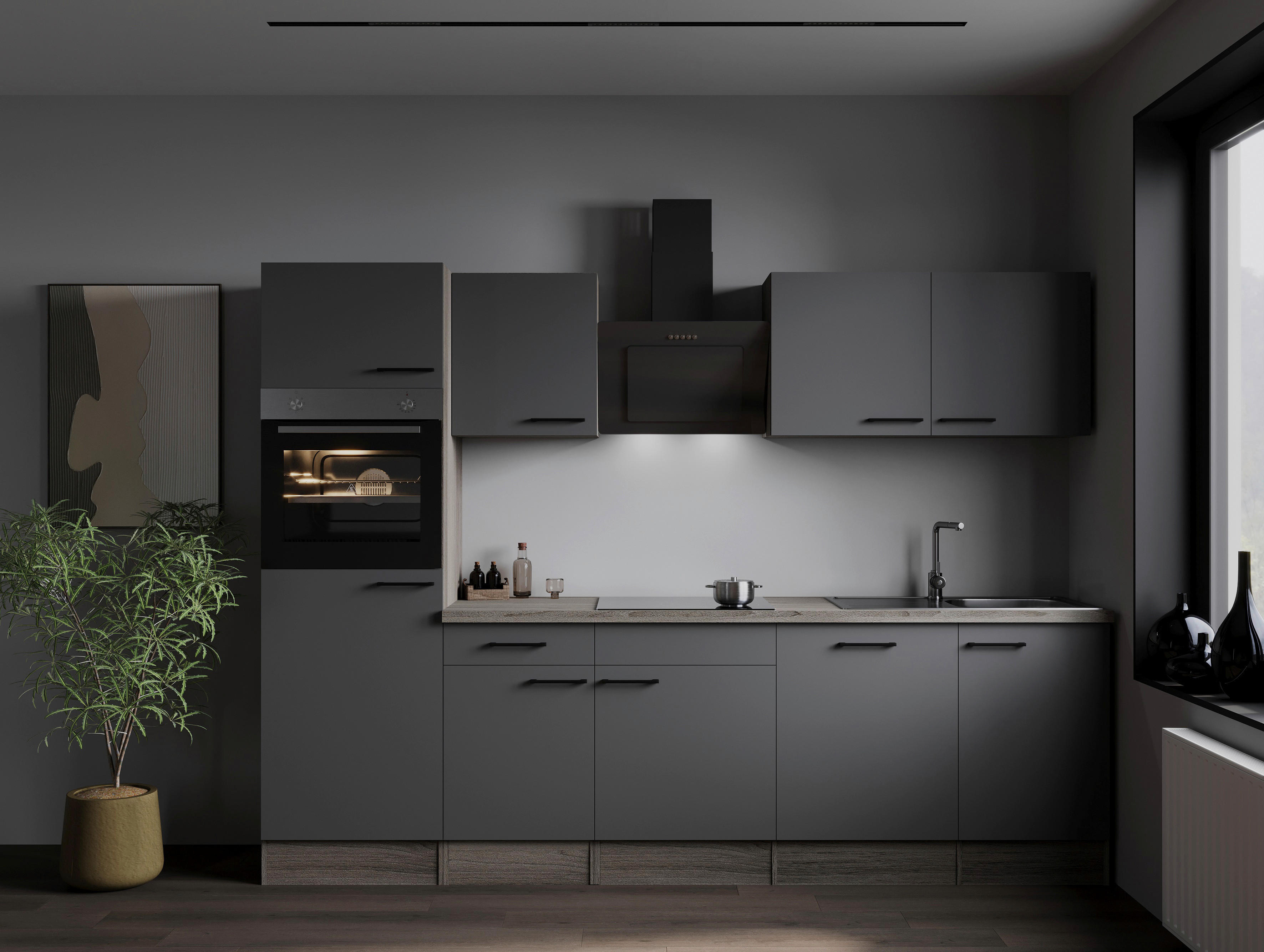 Küchenblock Oliver B/H/T: ca. 280x205x60 cm Oliver - Eiche/grau (280,00/205,00/60,00cm) - Respekta