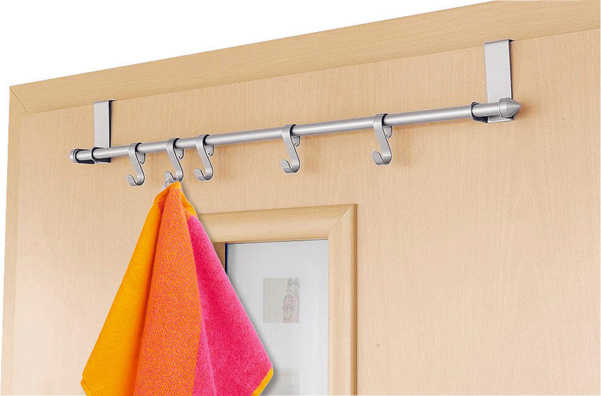 Axentia Türgarderobe silber Metall B/H/L: ca. 62,5x4x10 cm Türgarderobe_5_Haken - silber (10,00/62,50/4,00cm) - Axentia