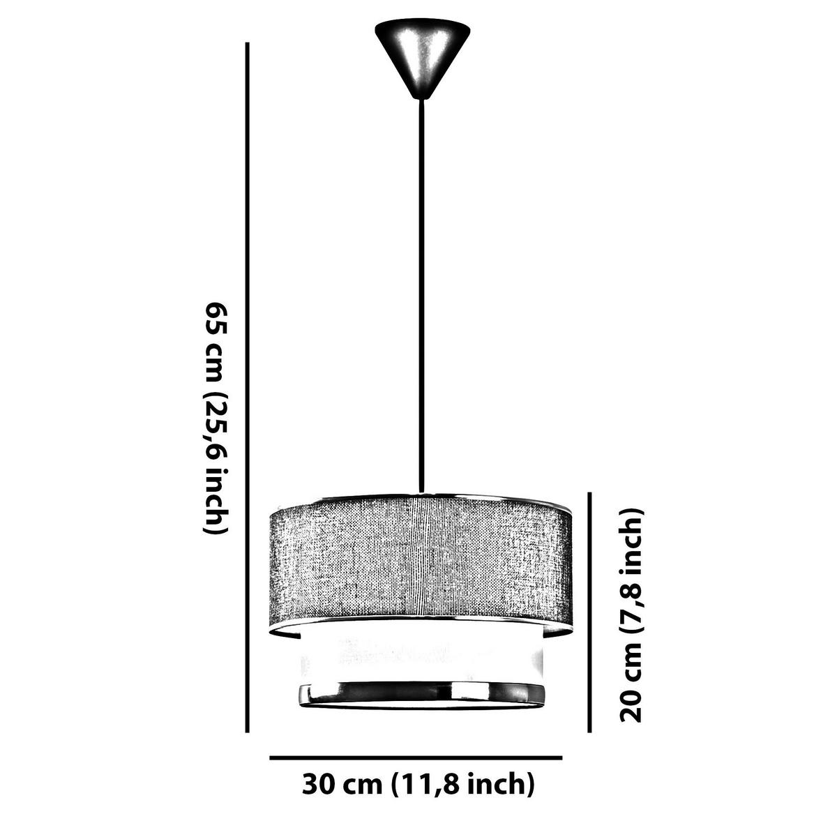Opviq Pendelleuchte Echo grau weiß Baumwolle B/H/T/L/D: ca. 30x65x30x30x30 cm E27 1 Brennstellen Echo - weiß/grau (30,00/30,00/65,00cm) - Opviq