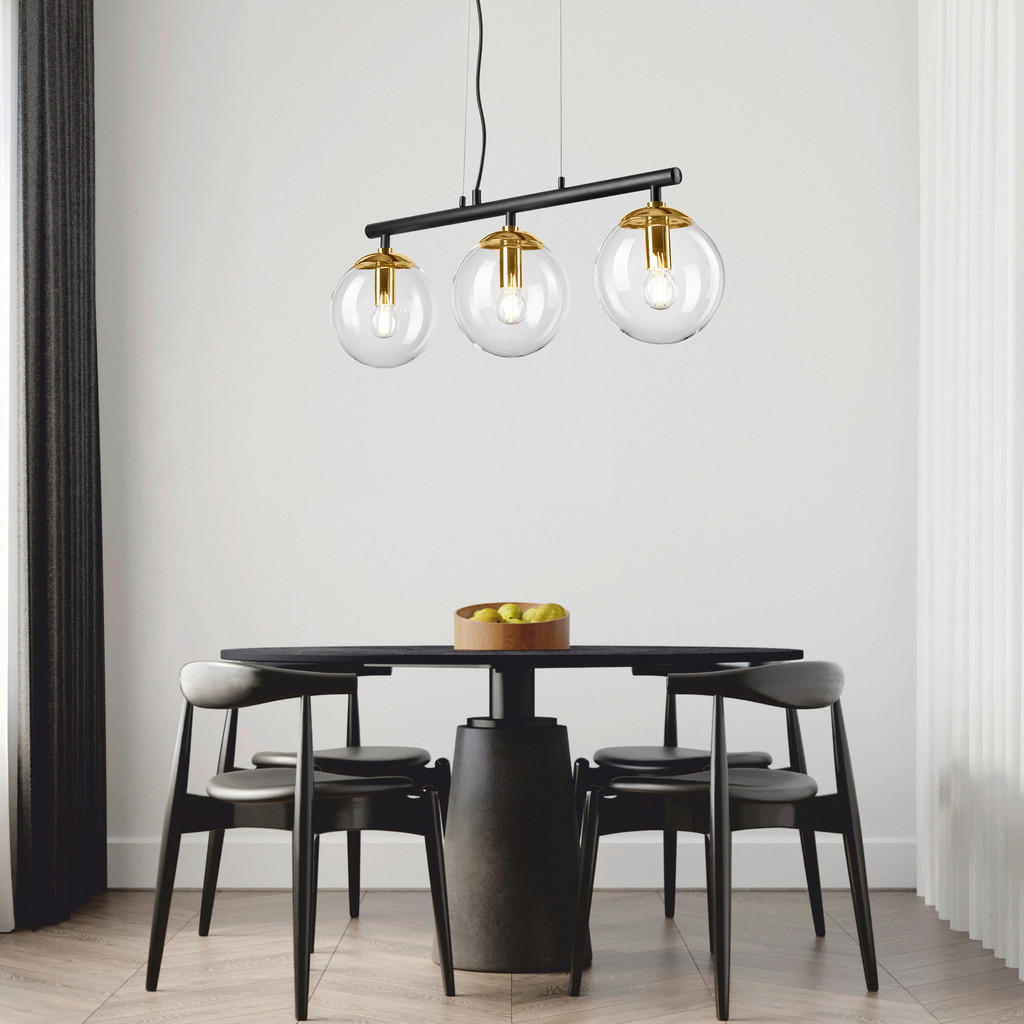 Thumbnail - Lamkur Deckenleuchte gold Stahl Glas B/H/L: ca. 12x150x70 cm E14 3 Brennstellen