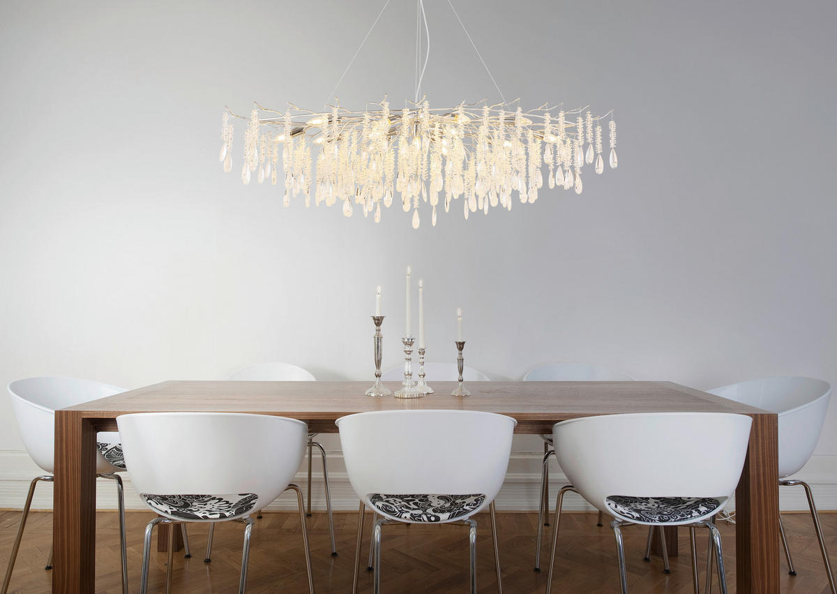 GLOBO Luster gold amber klar Metall Glas B/H/L: ca. 60x120x150 cm E14 14 Brennstellen Gloria - gold/klar (150,00/60,00/120,00cm) - GLOBO