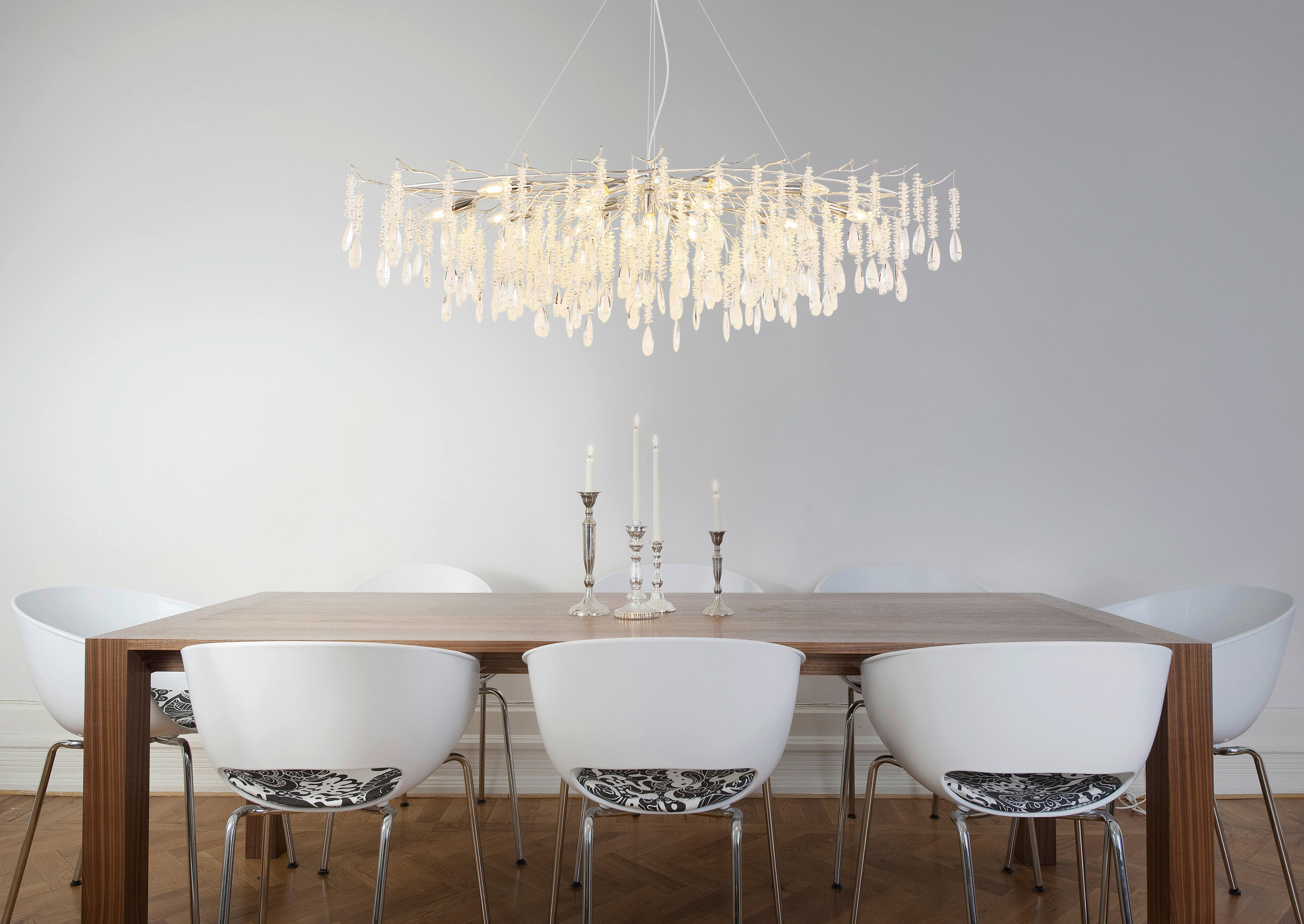 Thumbnail - GLOBO Luster gold amber klar Metall Glas B/H/L: ca. 60x120x150 cm E14 14 Brennstellen