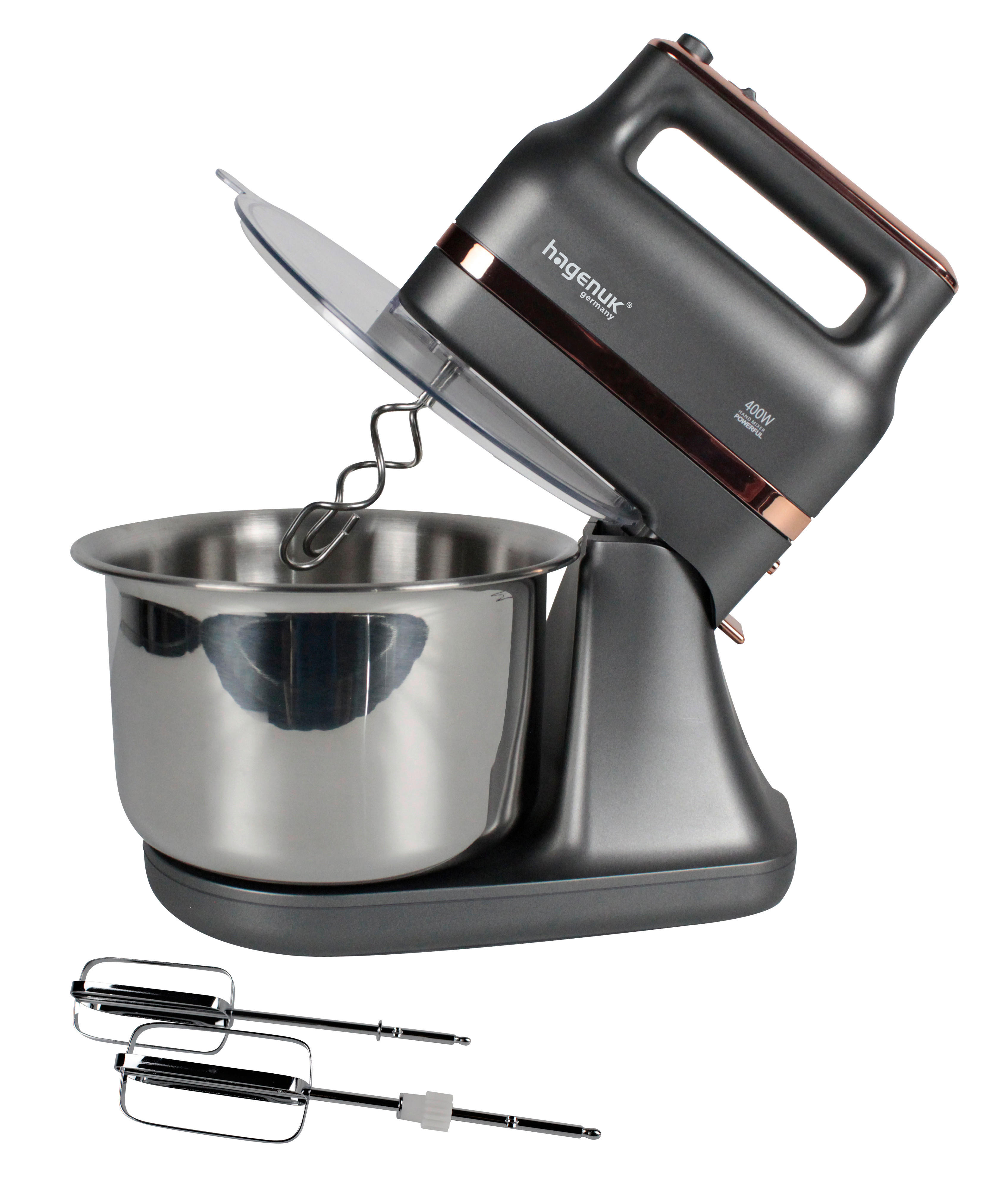 Hagenuk Handmixer-Set HMS-400 schwarz roségold Kunststoff Edelstahl B/H/T: ca. 22x34x34 cm