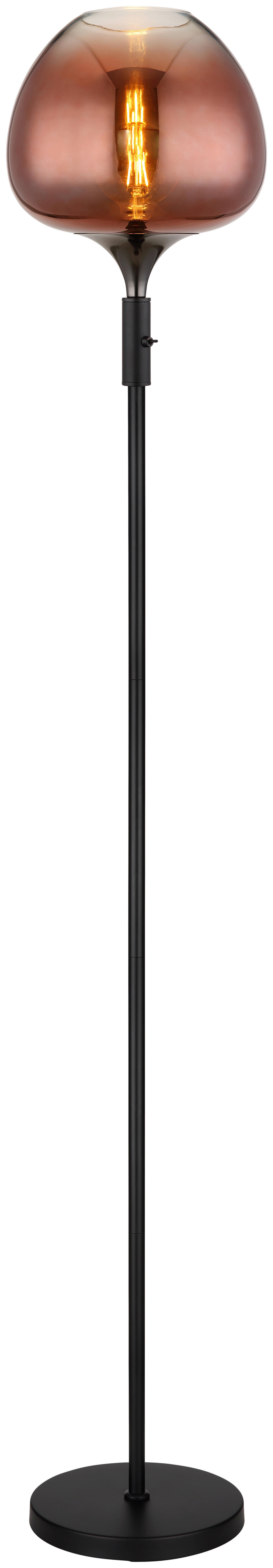 GLOBO Stehleuchte Kupfer schwarz Metall Glas H/D: ca. 165x29 cm E27 1 Brennstellen MAXY - schwarz/Kupfer (29,00/165,00cm) - GLOBO