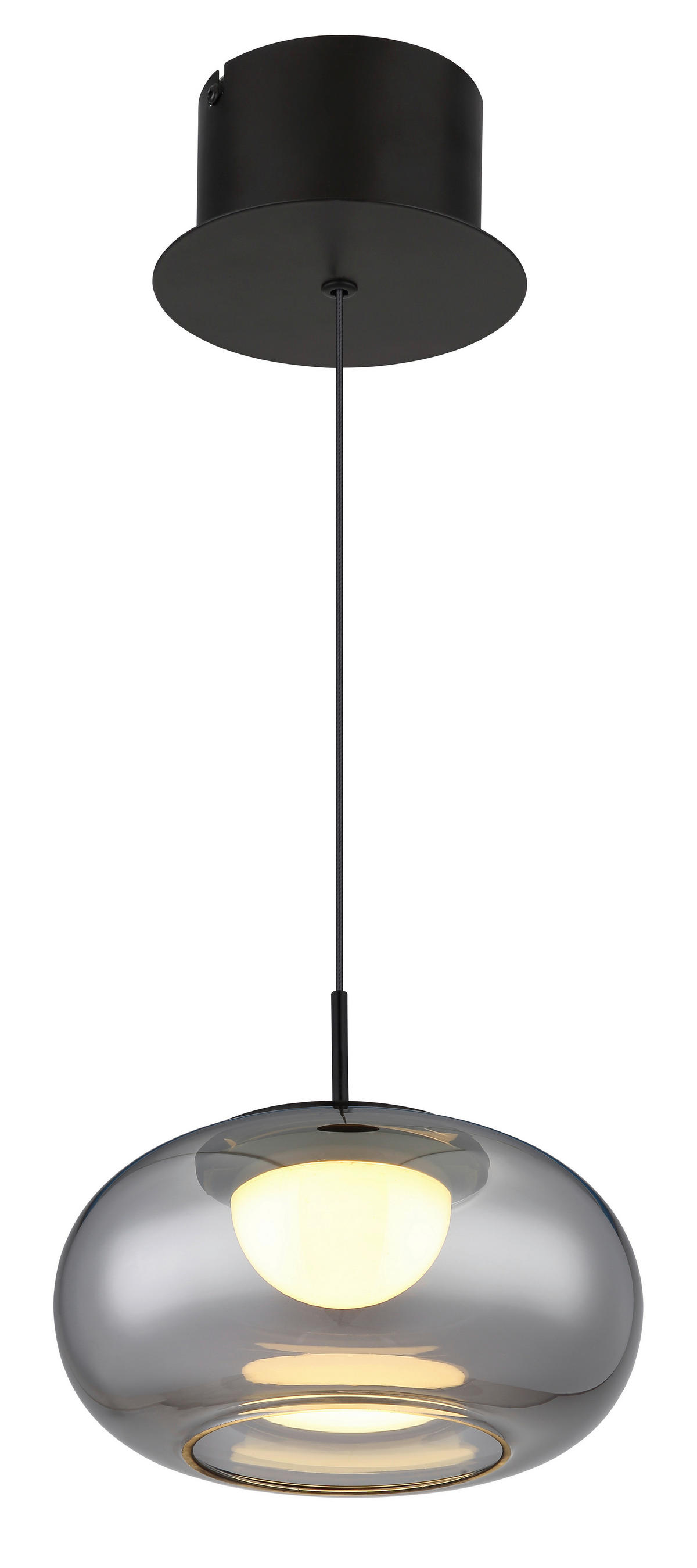 GLOBO LED-Pendelleuchte schwarz mattschwarz Rauch Glas Metall H/D: ca. 150x20 cm 1.0 Brennstellen QUINTARA - schwarz/Rauch (20,00/150,00cm) - GLOBO