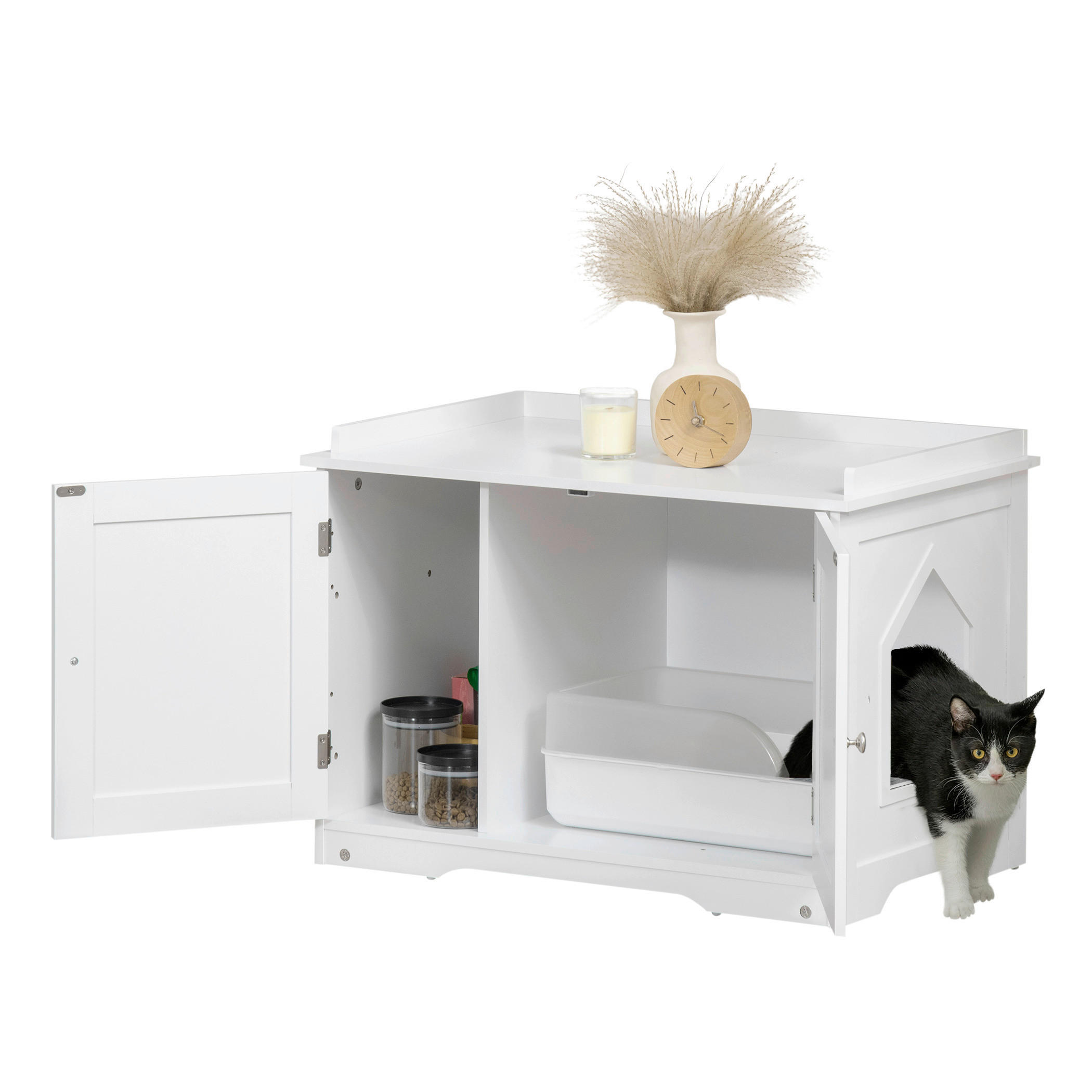 PawHut Katzen-Zubehör weiß Polypropylen B/H/L: ca. 48x86x52 cm Katzenklo - weiß (52,00/48,00/86,00cm) - PawHut