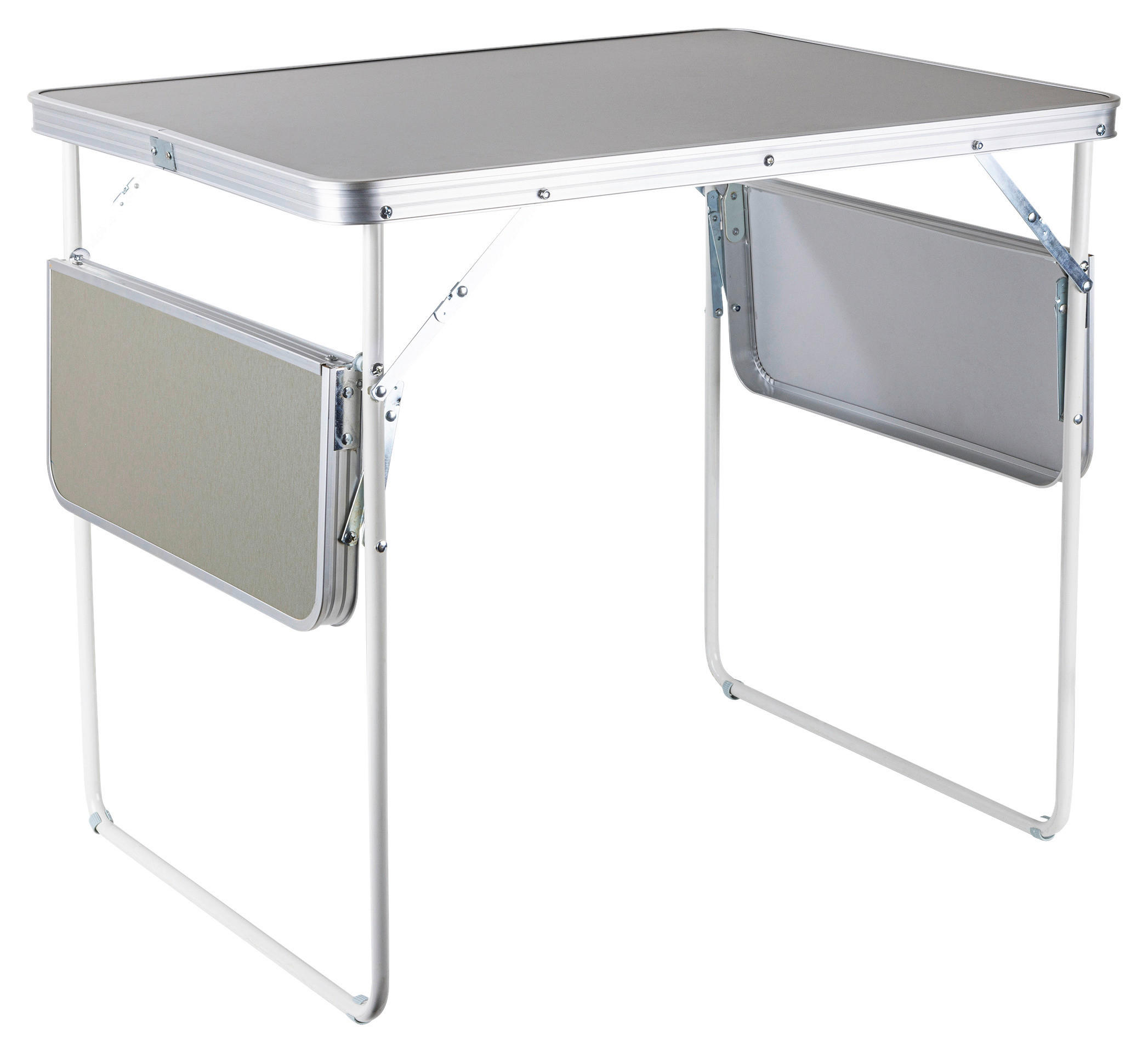 Campingtisch Campingtisch_mit_seitlichen_Ablagen - weiß/silber