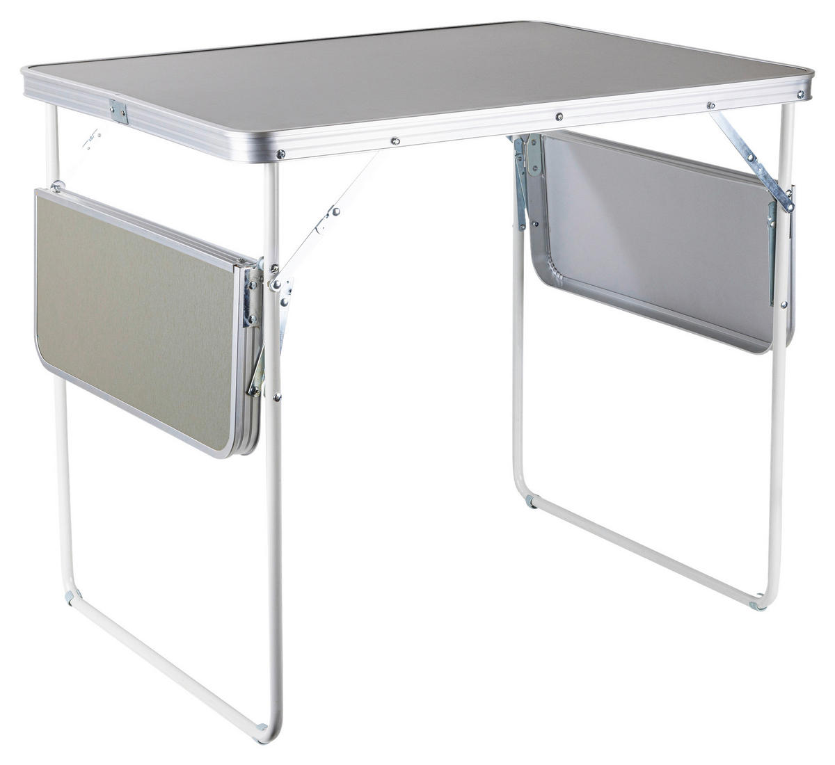 Campingtisch Campingtisch_mit_seitlichen_Ablagen - weiß/silber