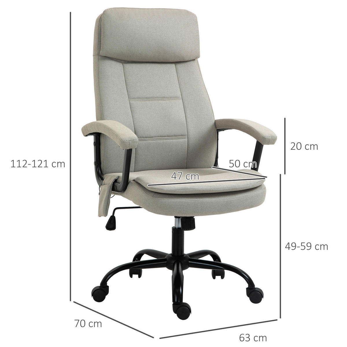 Drehstuhl 921-308BG beige 921-308BG - beige (63,00/121,00/70,00cm) - Vinsetto