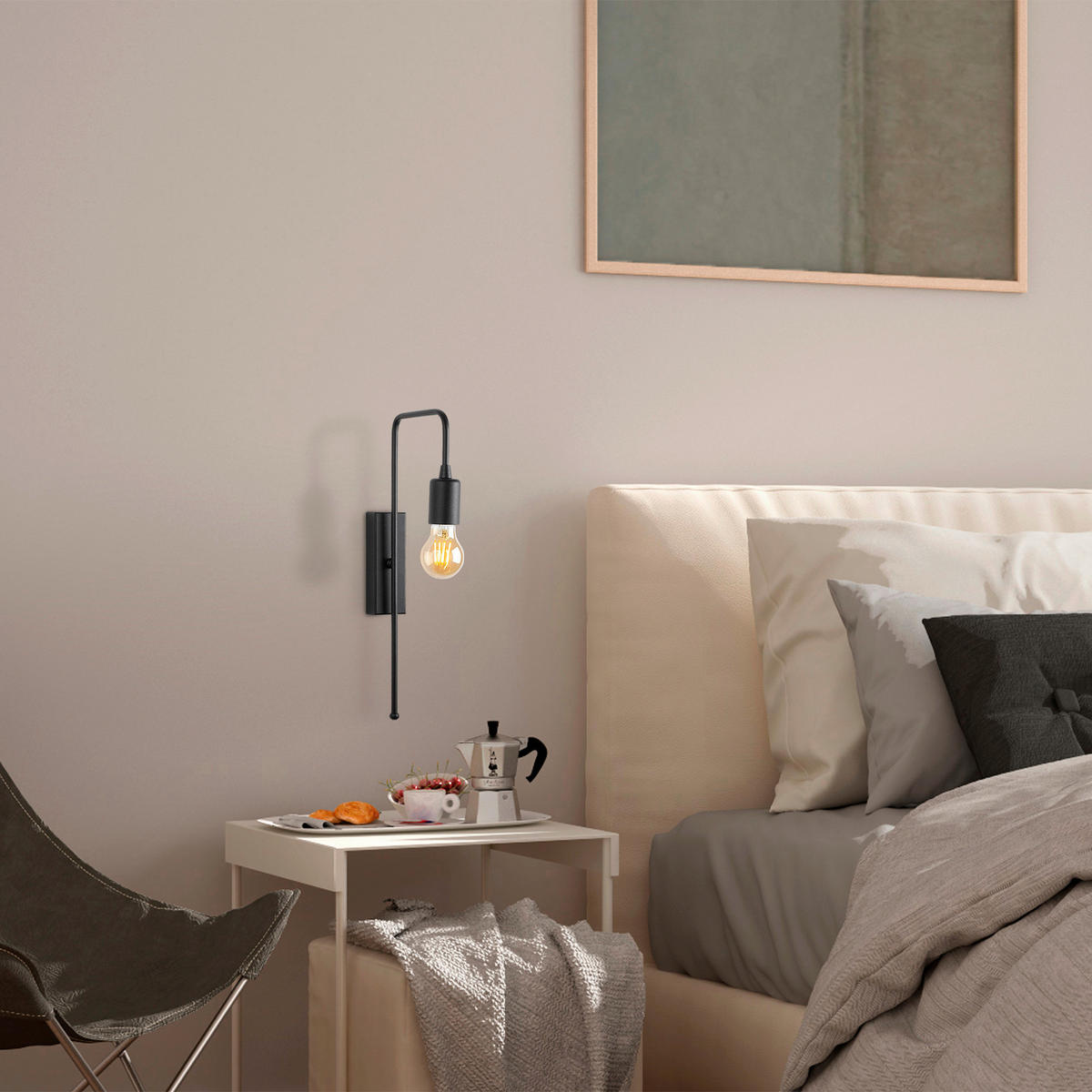 Opviq Wandleuchte schwarz Metall B/H/L: ca. 22x42x6 cm E27 1 Brennstellen Mum - schwarz (6,00/22,00/42,00cm) - Opviq