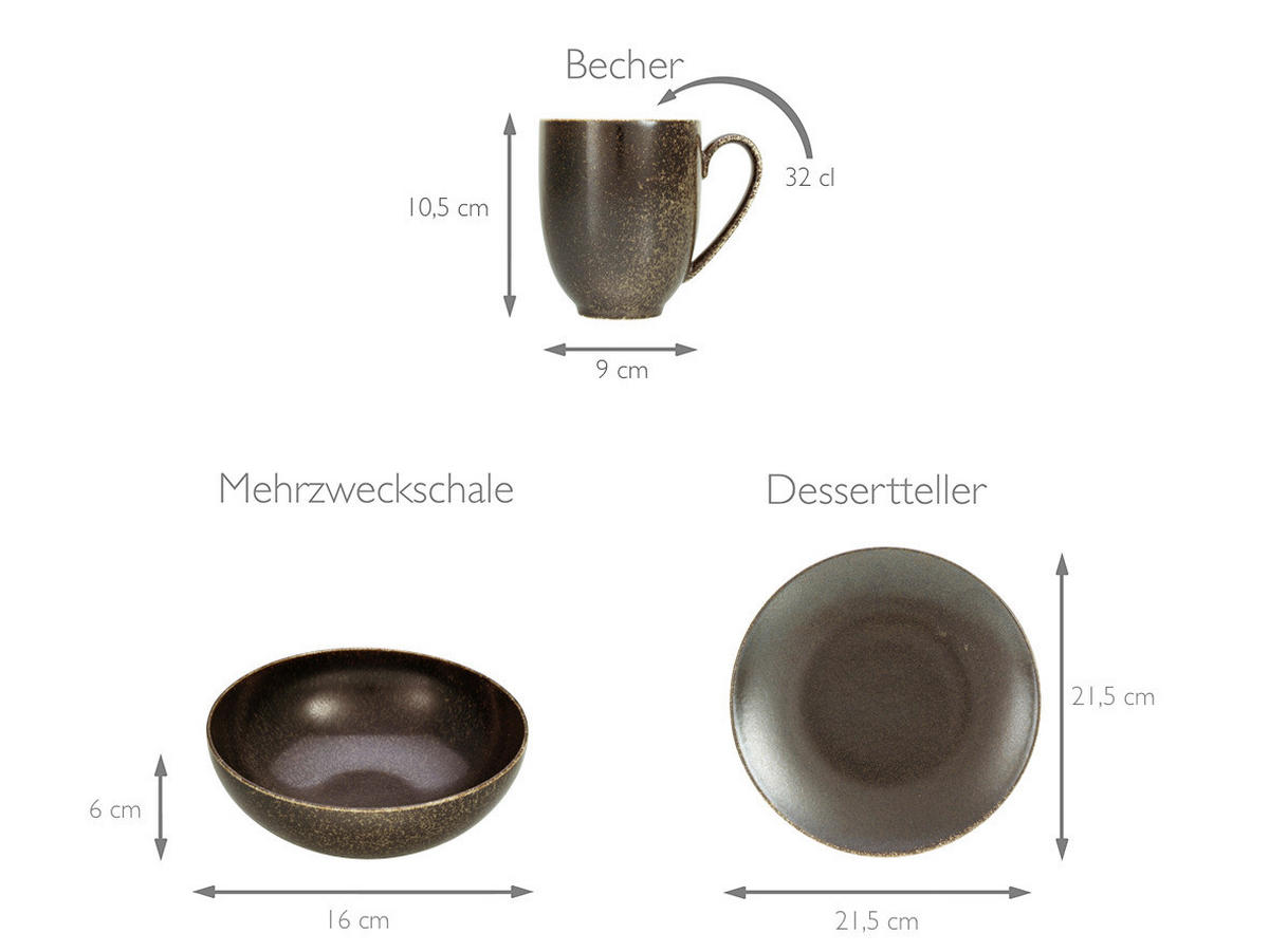 CreaTable Kombiservice RUSTY RUSTY - dunkelgrau - CreaTable