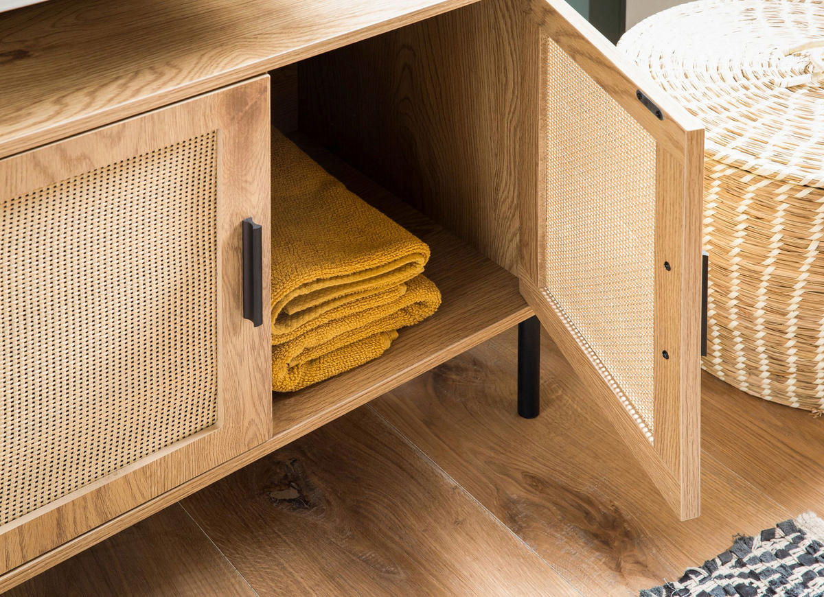 Waschbeckenunterschrank Eiche natur Optik B/H/T: ca. 60x60x40 cm Waschbeckenunterschrank - Eiche natur (60,00/60,00/40,00cm) - Wohnling