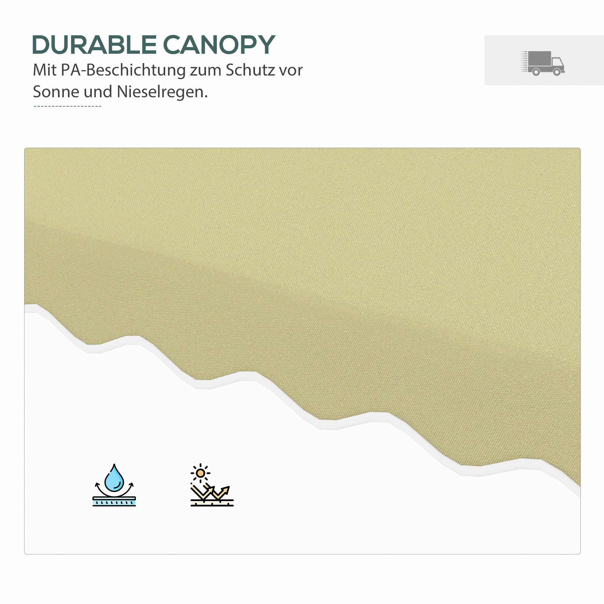 Outsunny Sonnenschirm beige Polyester B/H/L: ca. 243x251x243 cm Sonnenschirm - beige (243,00/243,00/251,00cm) - Outsunny