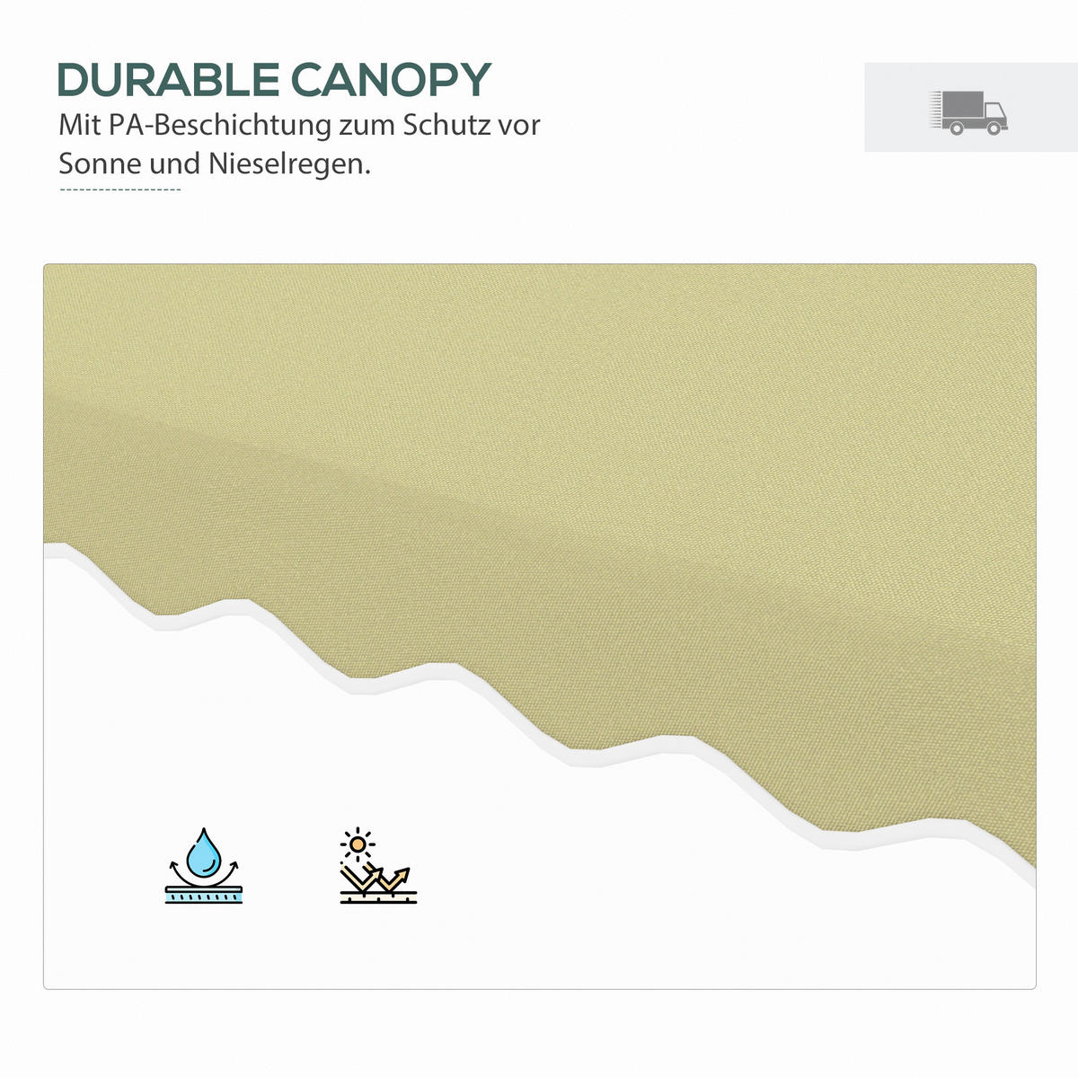 Outsunny Sonnenschirm beige Polyester B/H/L: ca. 243x251x243 cm Sonnenschirm - beige (243,00/243,00/251,00cm) - Outsunny